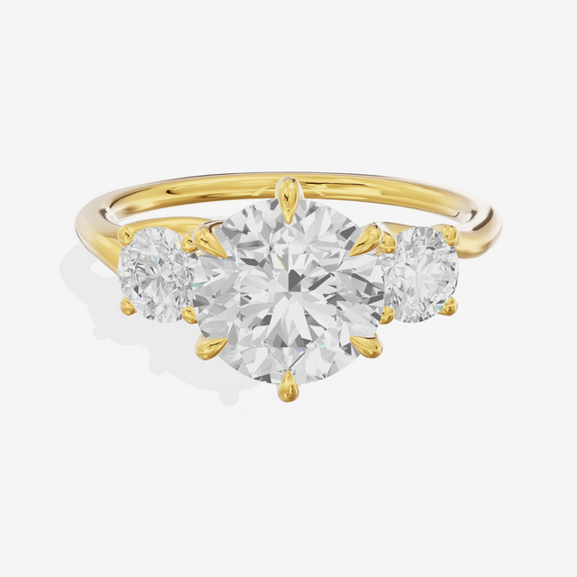 Luxe Vowsae Three Stone Round Engagement Ring (1/2 ct. tw.) in 18K Yellow Gold