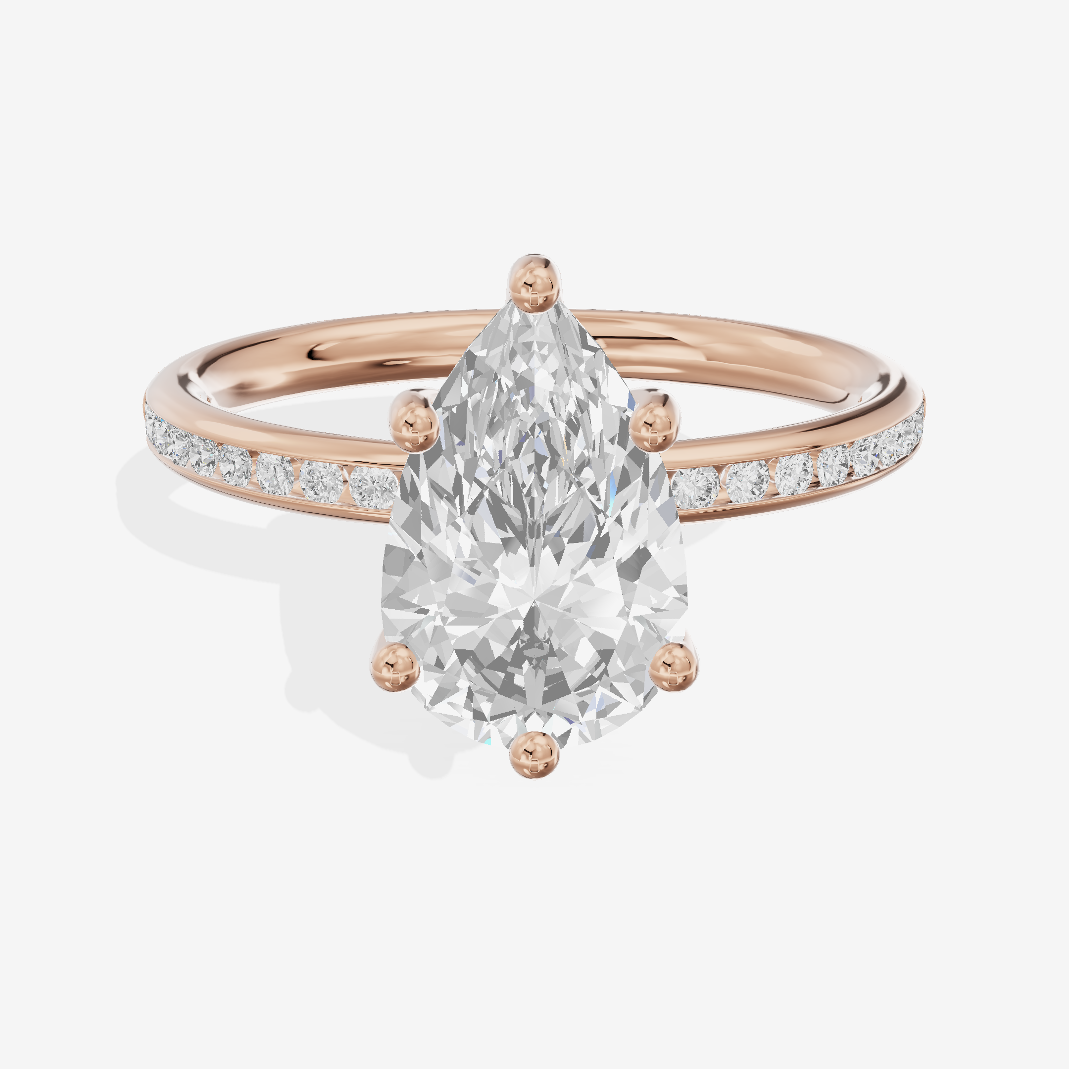 Classic Trellise Pear Engagement Ring with Side Stones (1/8 ct. tw.) in 18K Rose Gold