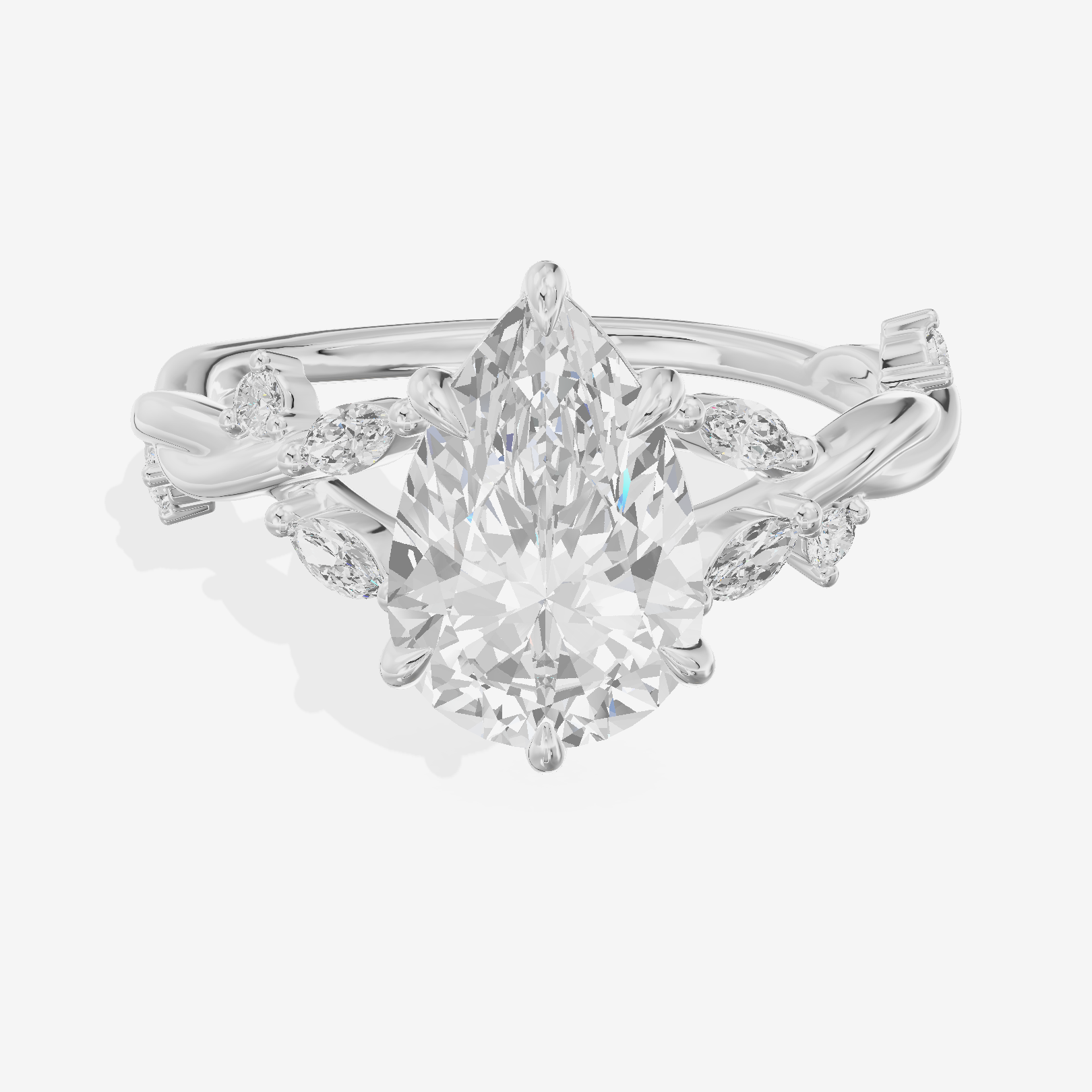 Twined Vowsae Pear Twisted Engagement Ring (1/6 ct. tw.) in 18K White Gold