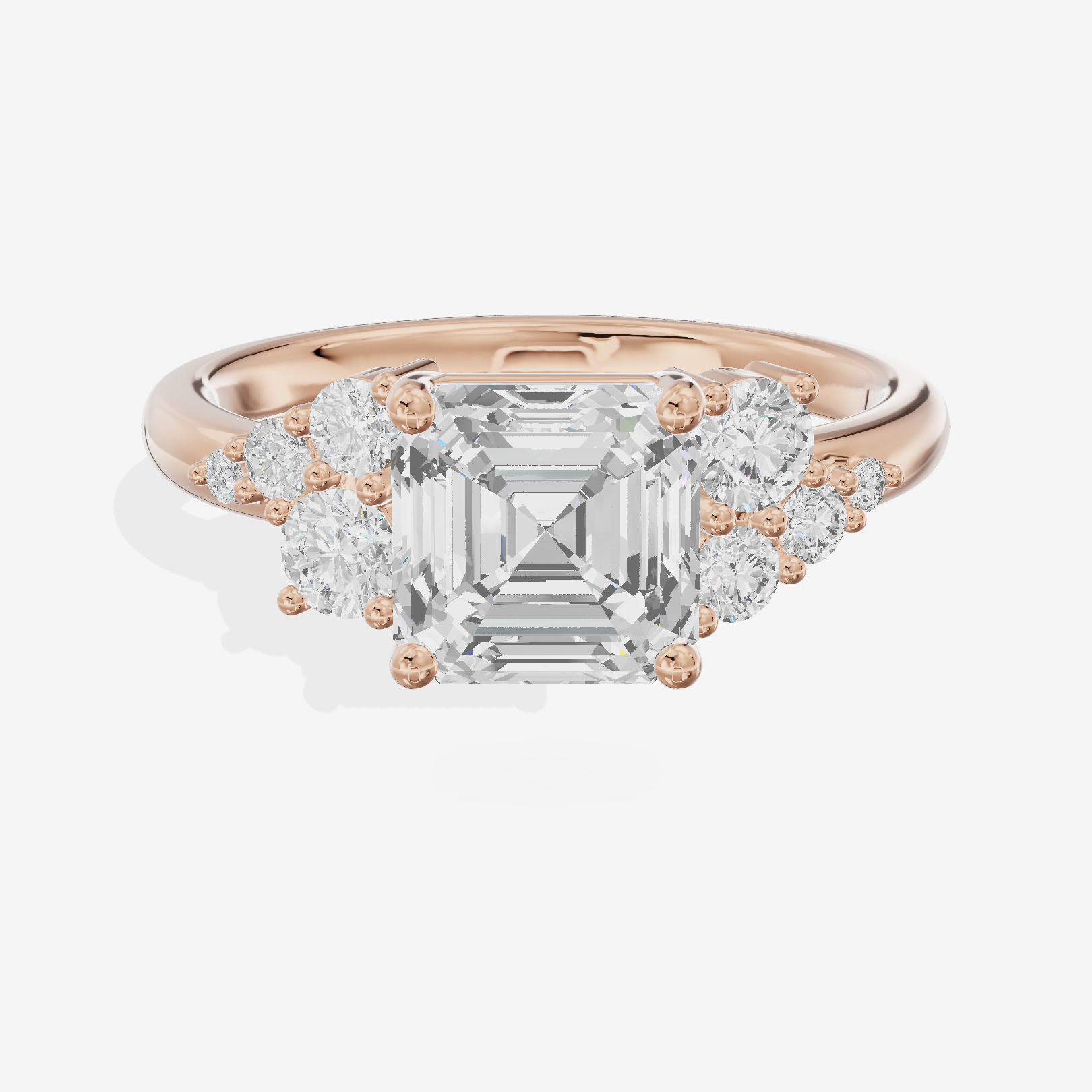 Modern Tender Asscher Engagement Ring with Side Stones (1/3 ct. tw.) in 14K Rose Gold