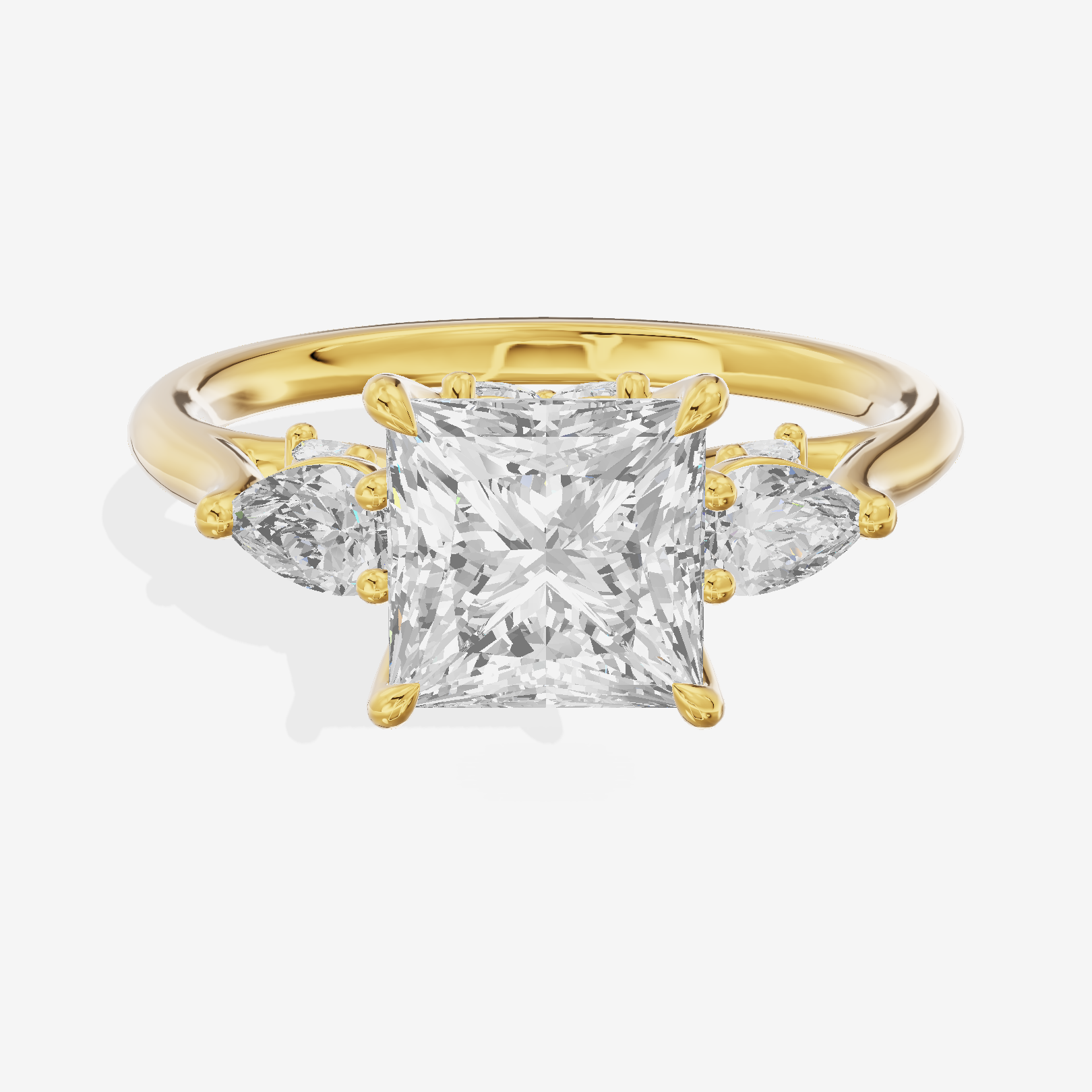 Classic Vowsae Three Stone Princess Engagement Ring (3/5 ct. tw.) in 18K Yellow Gold