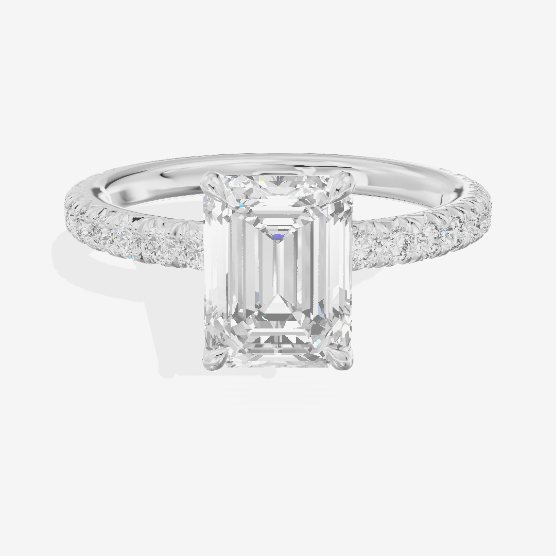 Tender Whisper Emerald Engagement Ring with Side Stones (1/6 ct. tw.) in Platinum