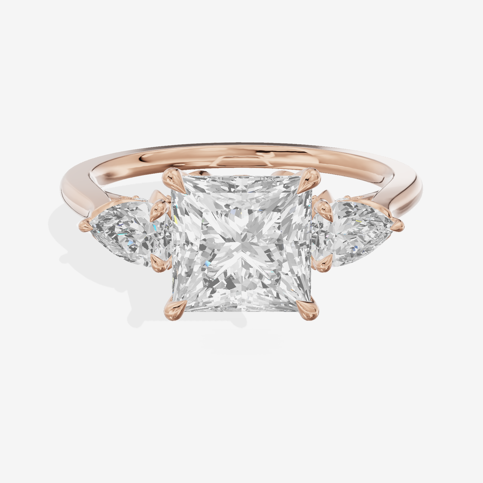 Modern Sincere Three Stone Princess Engagement Ring (1/2 ct. tw.) in 14K Rose Gold