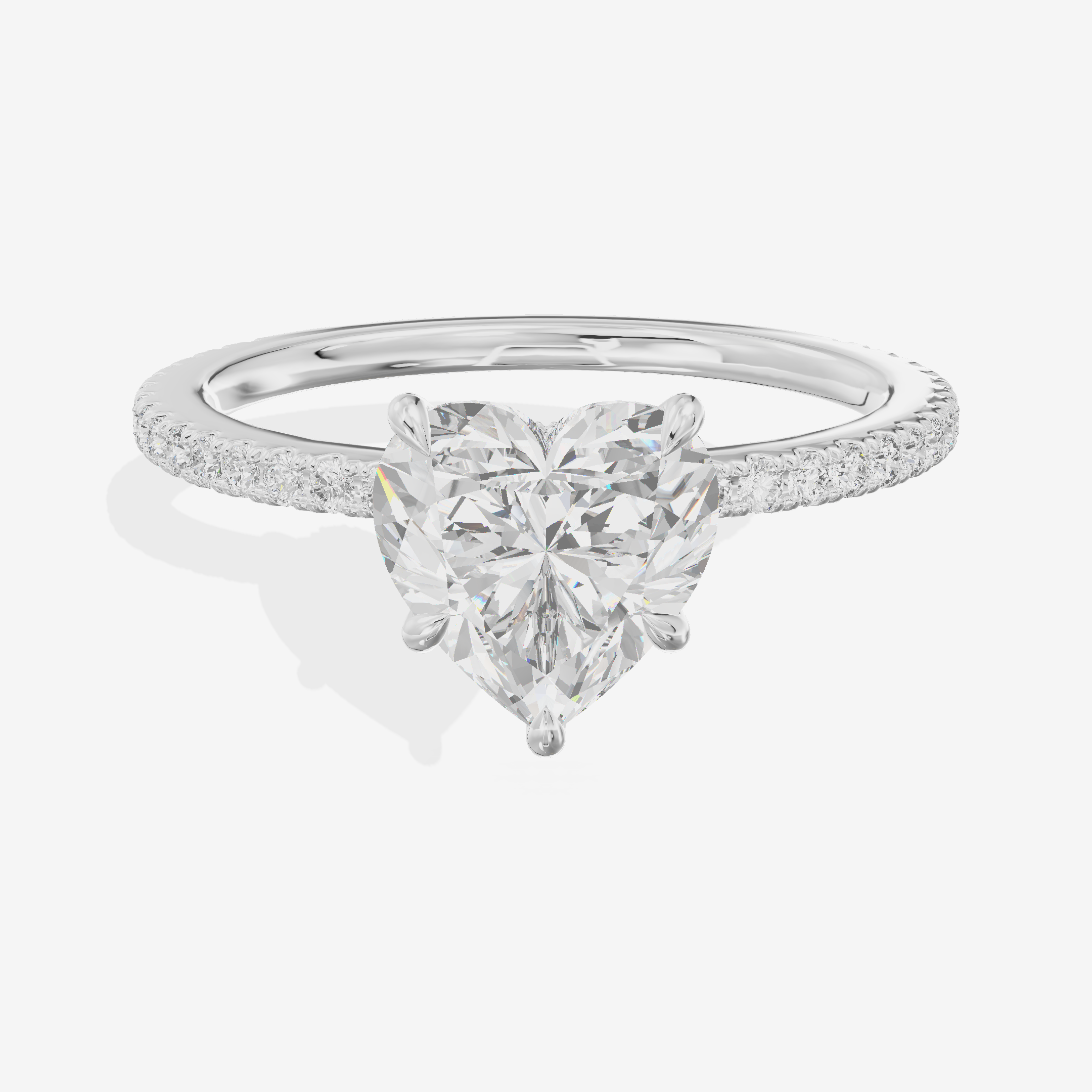 Petite Cherubine Heart Engagement Ring with Side Stones (1/3 ct. tw.) in 18K White Gold