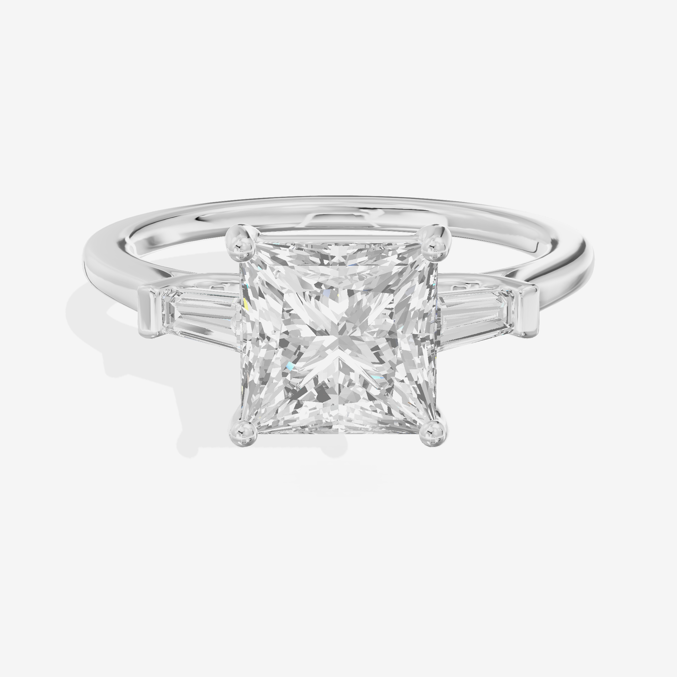 Petite Halcyon Princess Engagement Ring with Side Stones (1/6 ct. tw.) in Platinum