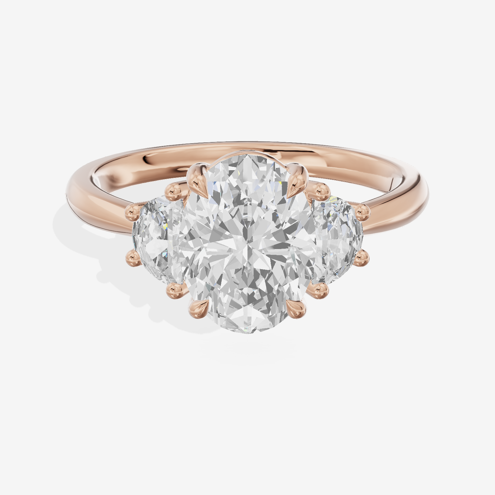 Classic Liviana Oval Three Stone Engagement Ring (1/4 ct. tw.) in 18K Rose Gold