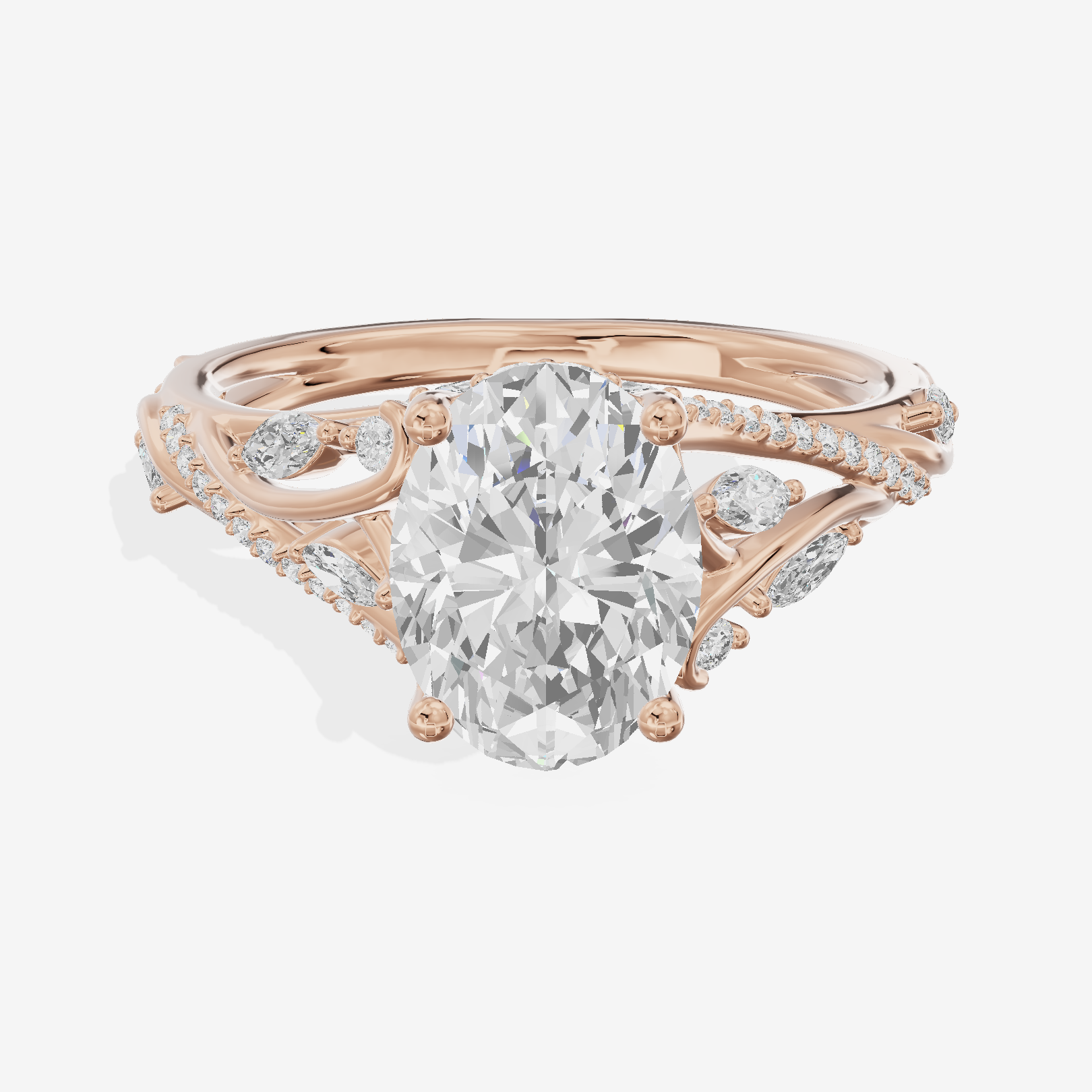 Twined Lumera Oval Twisted Engagement Ring (1/2 ct. tw.) in 18K Rose Gold