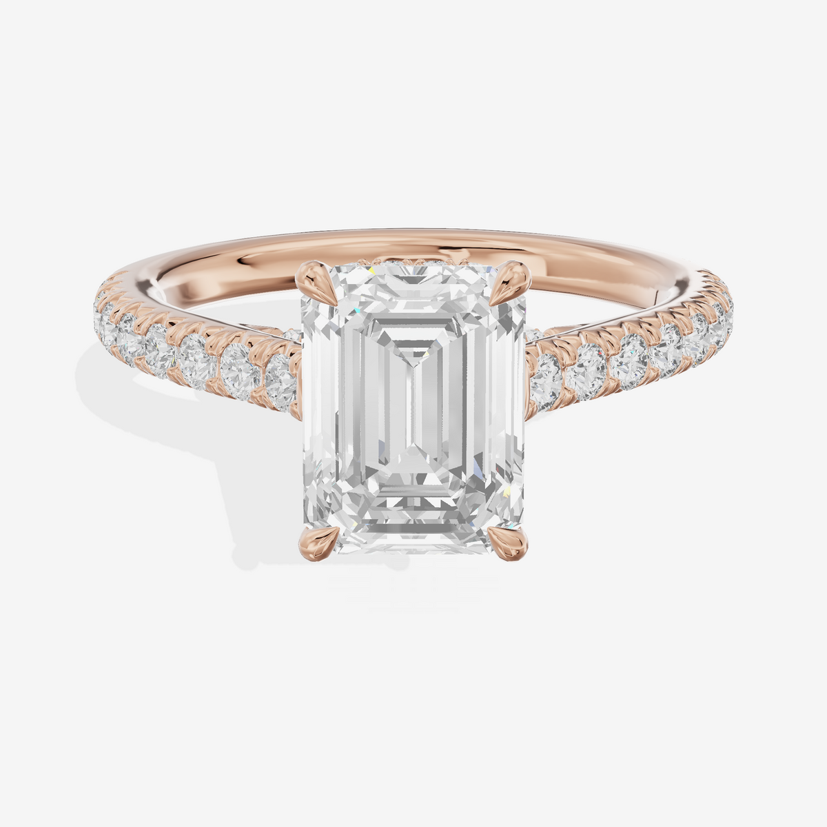 Modern Linger Emerald Engagement Ring with Side Stones (3/4 ct. tw.) in 18K Rose Gold