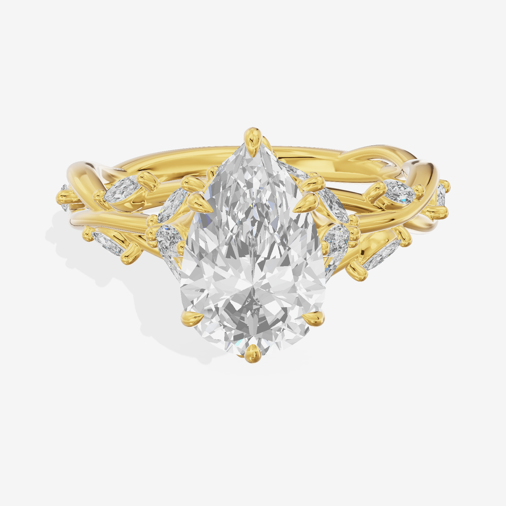 Twine Pavé Pear Twisted Engagement Ring (1/2 ct. tw.) in 18K Yellow Gold