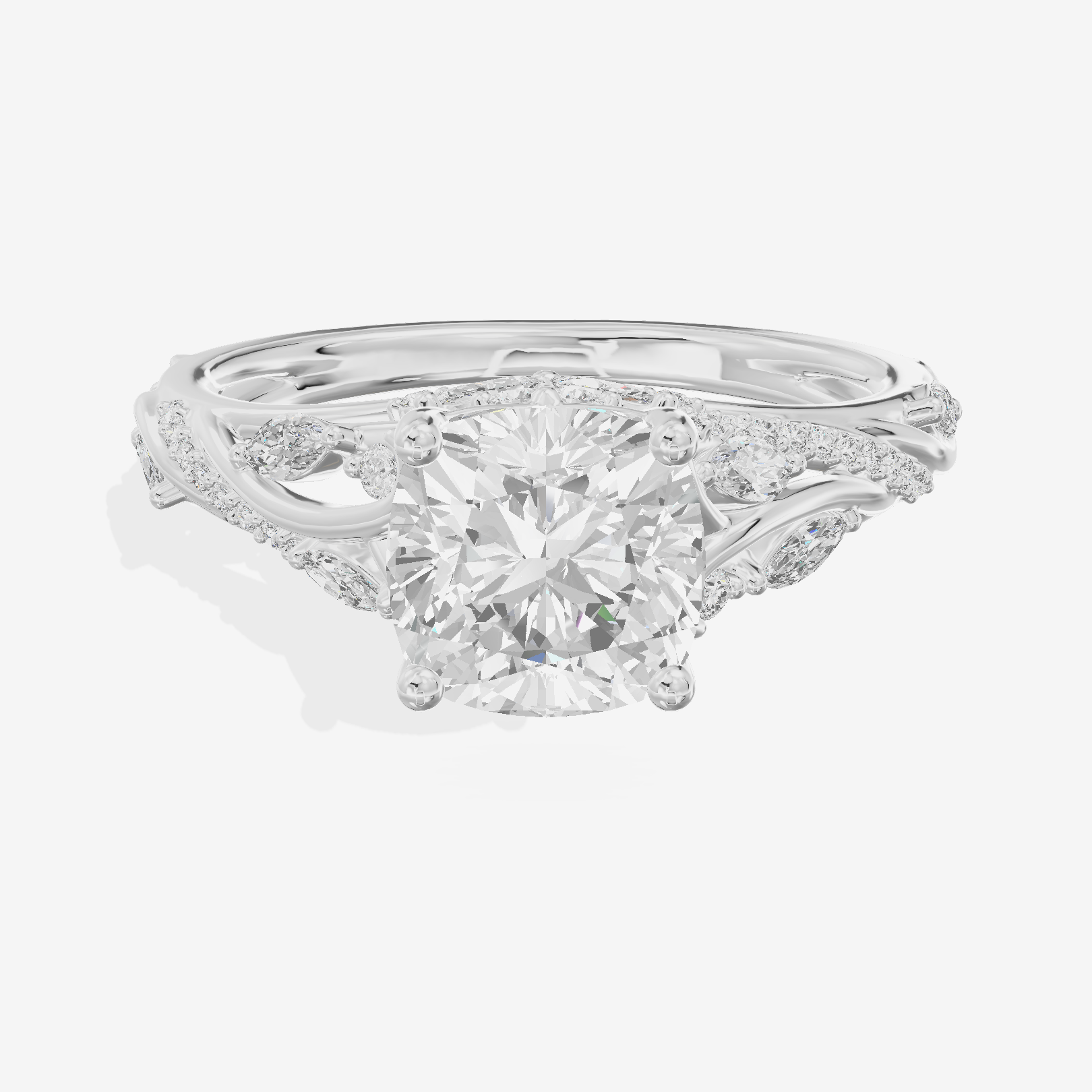 Twined Lumera Cushion Twisted Engagement Ring (1/2 ct. tw.) in Platinum