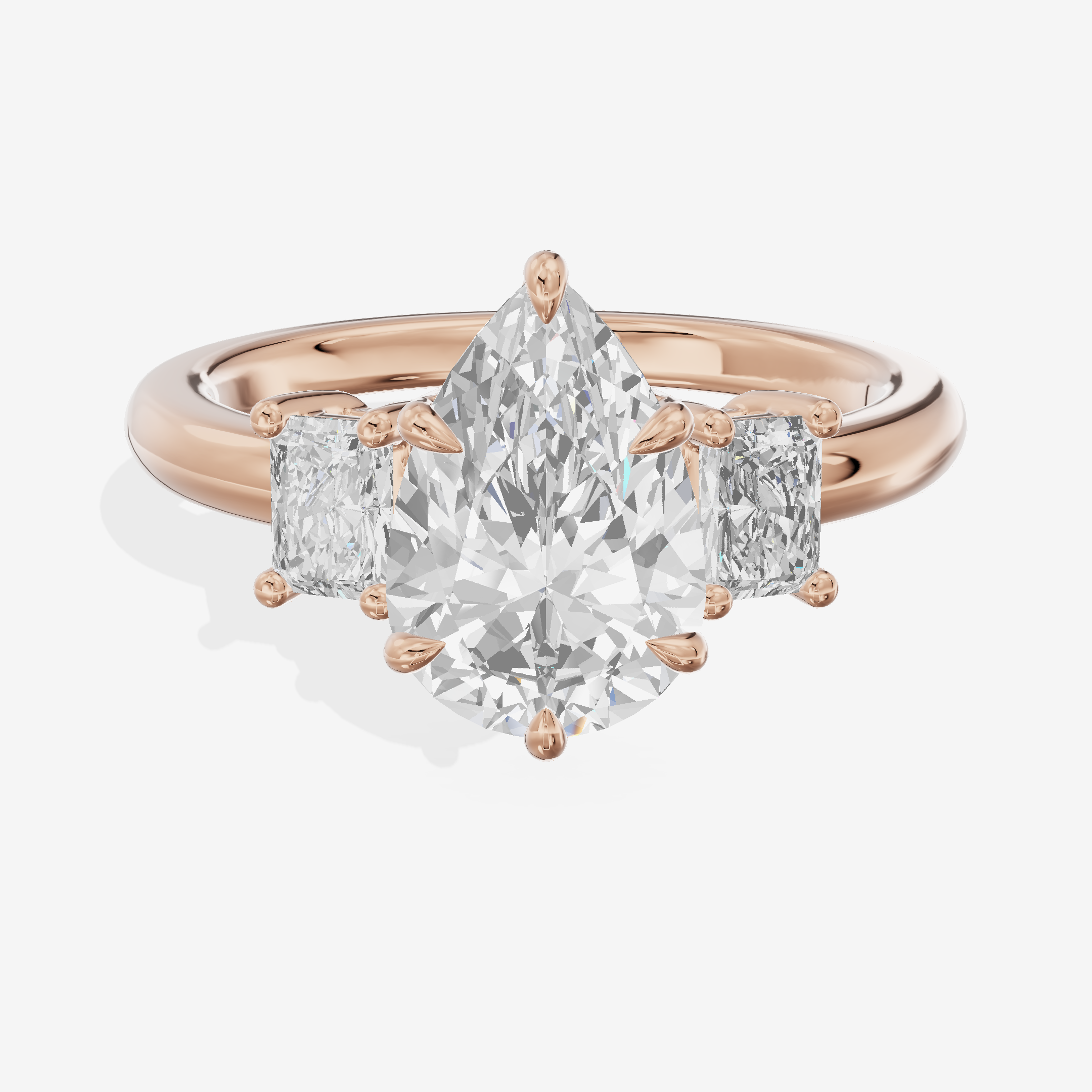 Grand Coeurine Three Stone Pear Engagement Ring (3/8 ct. tw.) in 18K Rose Gold