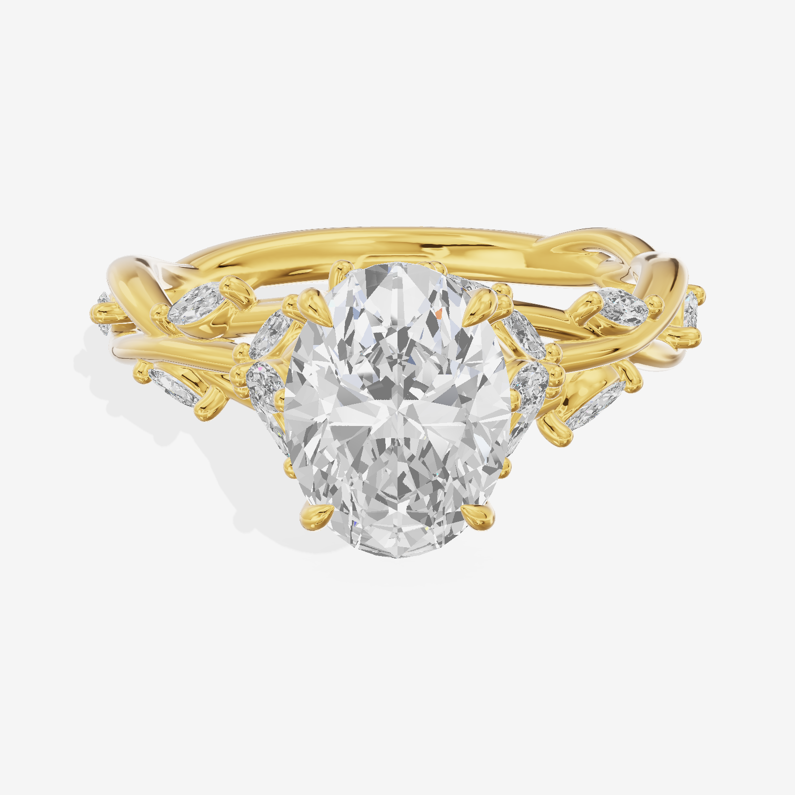 Twine Pavé Oval Twisted Engagement Ring (1/2 ct. tw.) in 18K Yellow Gold