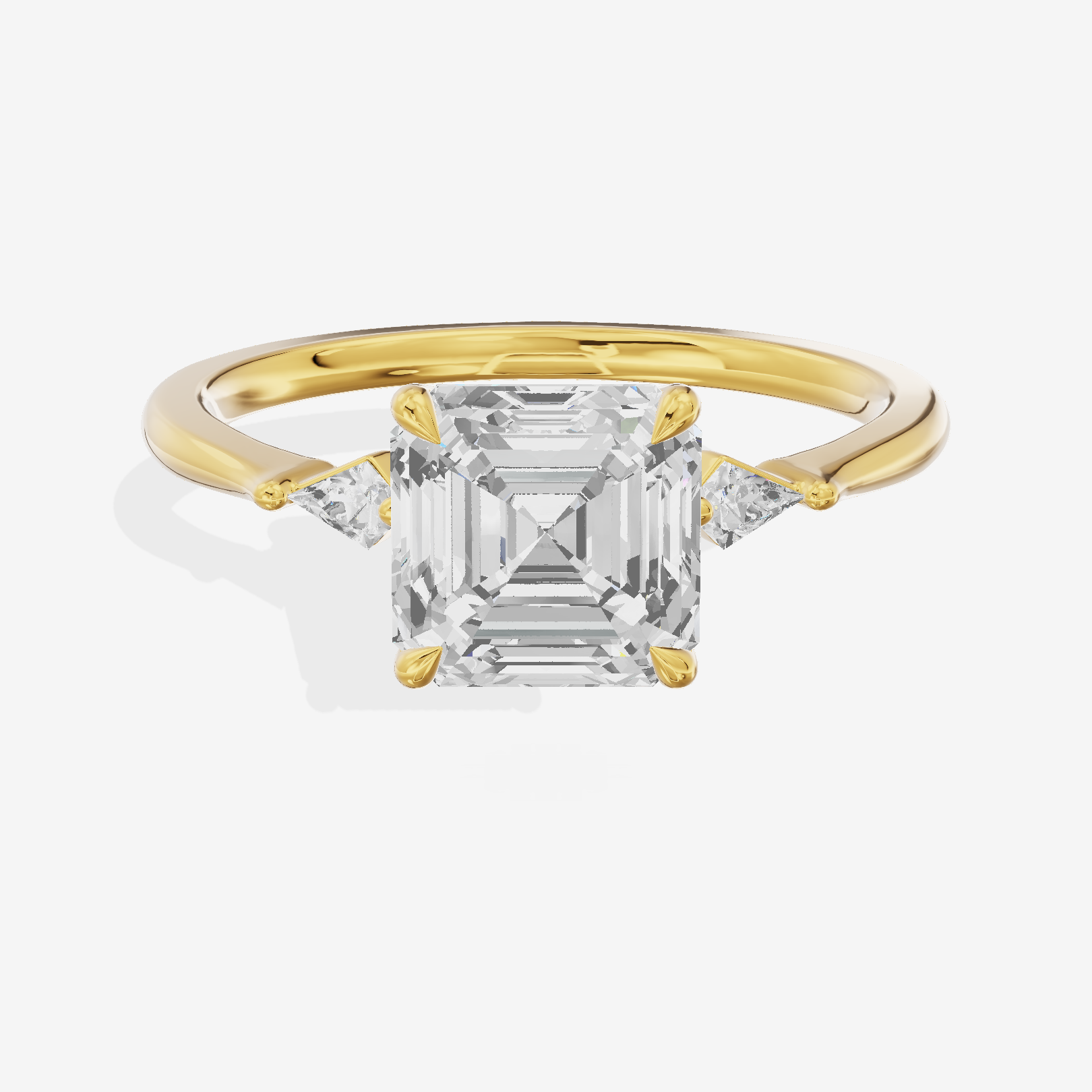 Petite Triade Asscher Three Stone Engagement Ring (1/15 ct. tw.) in 14K Yellow Gold