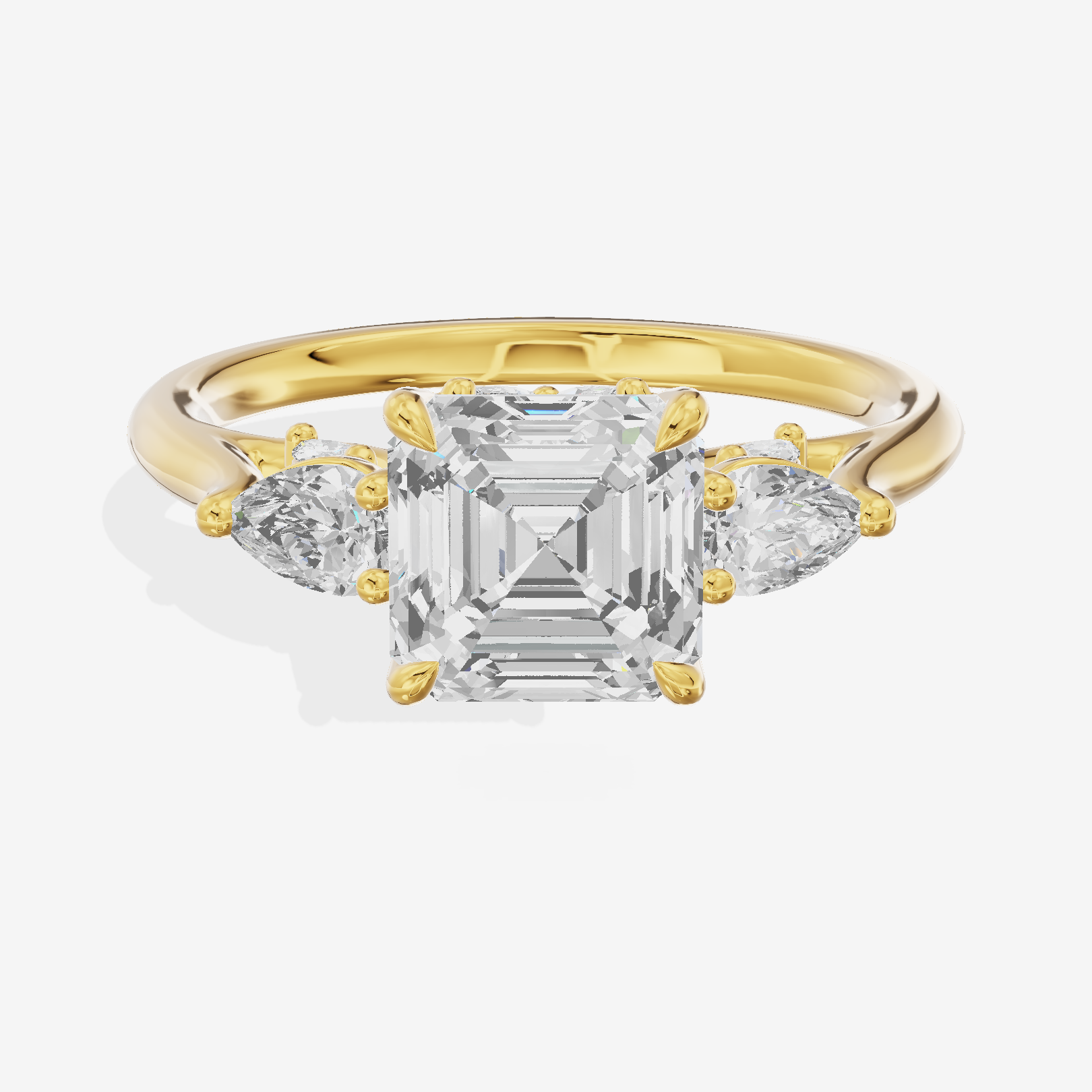 Classic Vowsae Three Stone Asscher Engagement Ring (3/5 ct. tw.) in 18K Yellow Gold