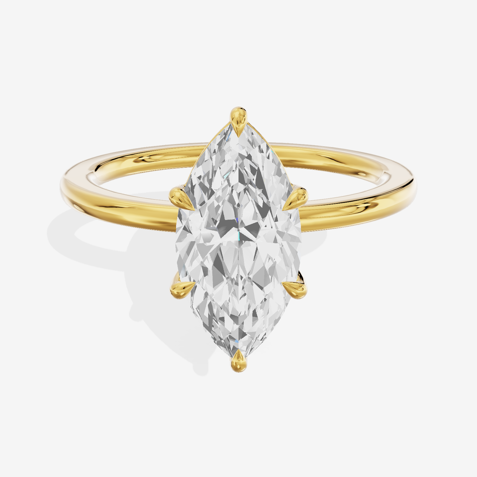 Charmae Ring 1.4mm Marquise Solitaire Engagement Ring in 14K Yellow Gold
