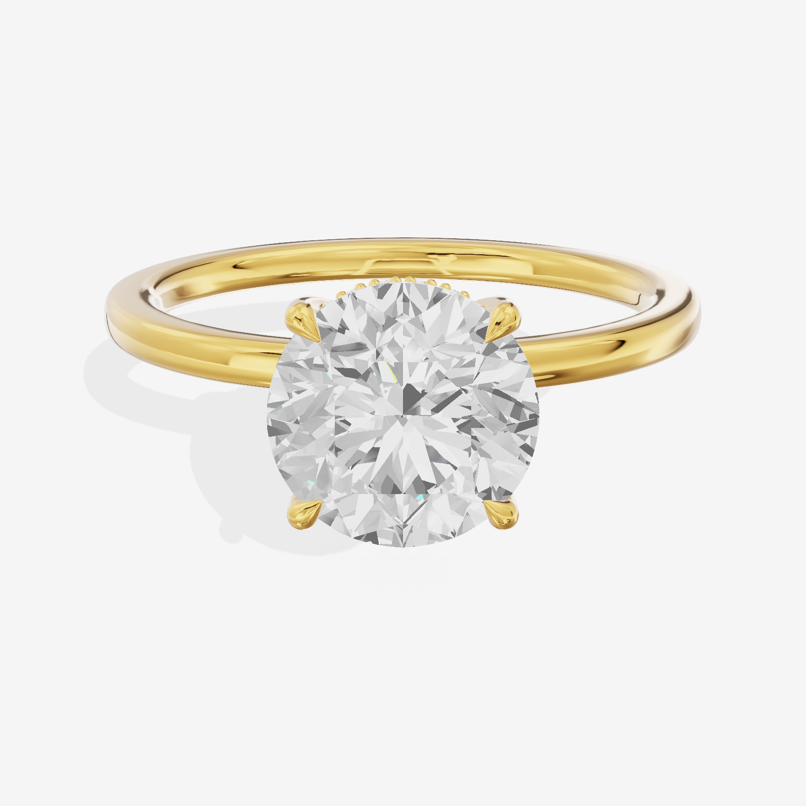 Grand Aimora Round Engagement Ring with Hidden Halos (1/20 ct. tw.) in 14K Yellow Gold
