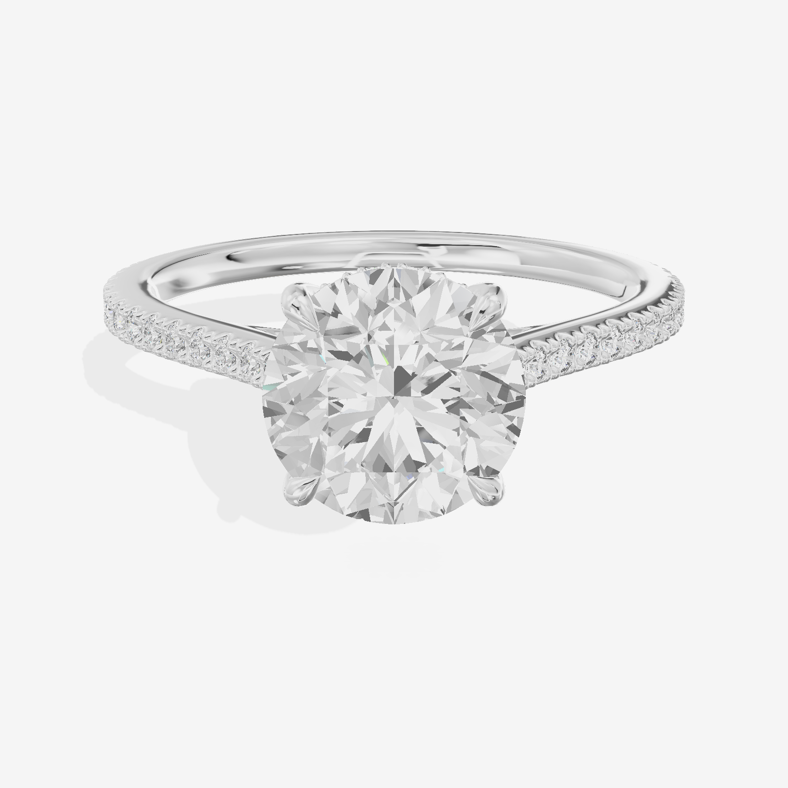 Luxe Aimora Round Engagement Ring with Side Stones (1/4 ct. tw.) in Platinum