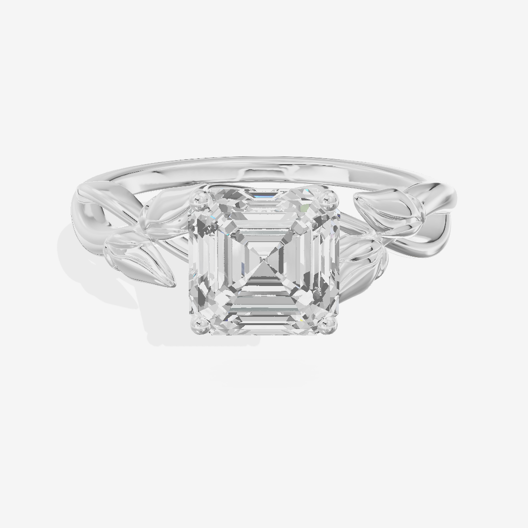 Sealed Vowsae 2.5mm Asscher Solitaire Engagement Ring in 14K White Gold
