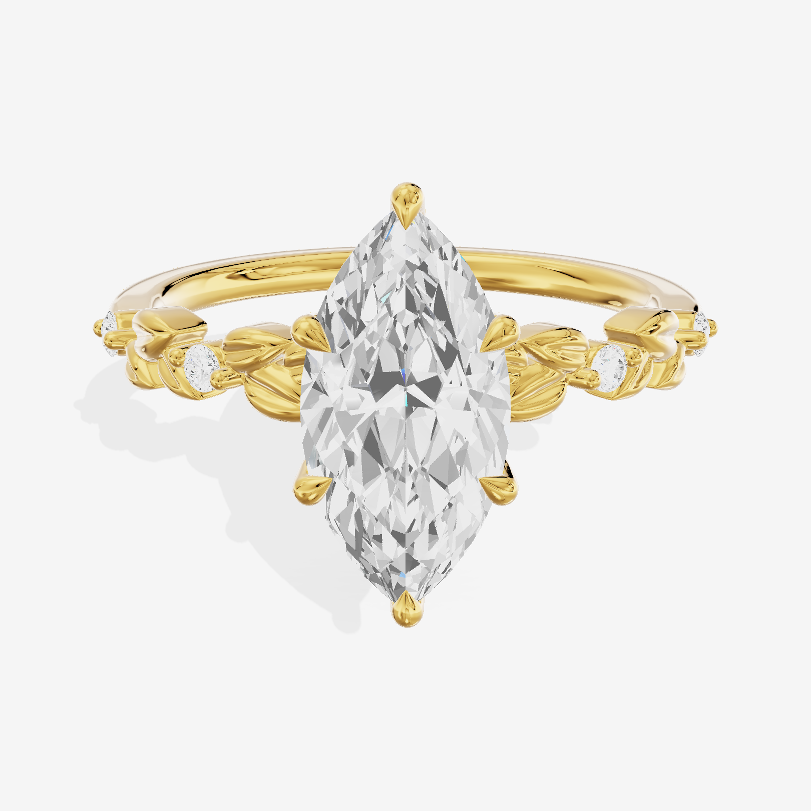 Modern Cherubine Marquise Engagement Ring with Side Stones (1/4 ct. tw.) in 18K Yellow Gold