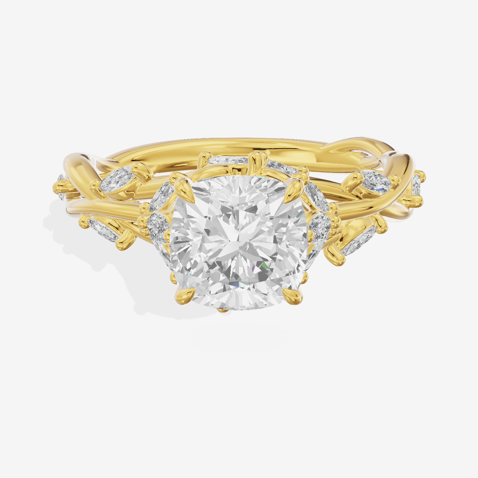 Twine Pavé Cushion Twisted Engagement Ring (1/2 ct. tw.) in 18K Yellow Gold