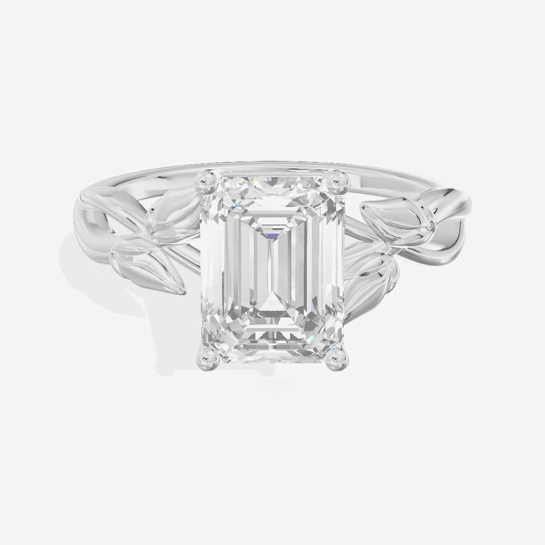 Sealed Vowsae 2.5mm Emerald Solitaire Engagement Ring in 18K White Gold