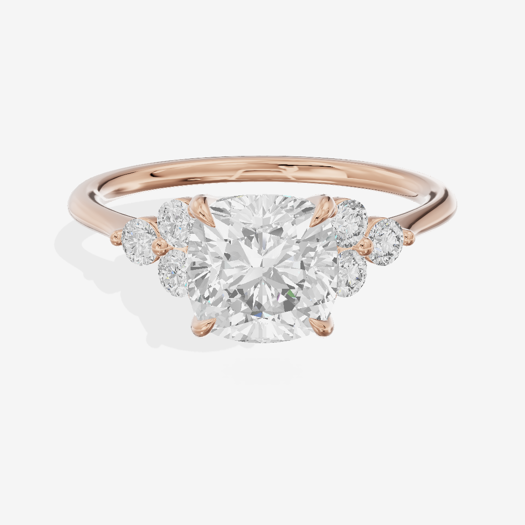 Luxe Trueheart Cushion Engagement Ring with Side Stones (1/5 ct. tw.) in 14K Rose Gold