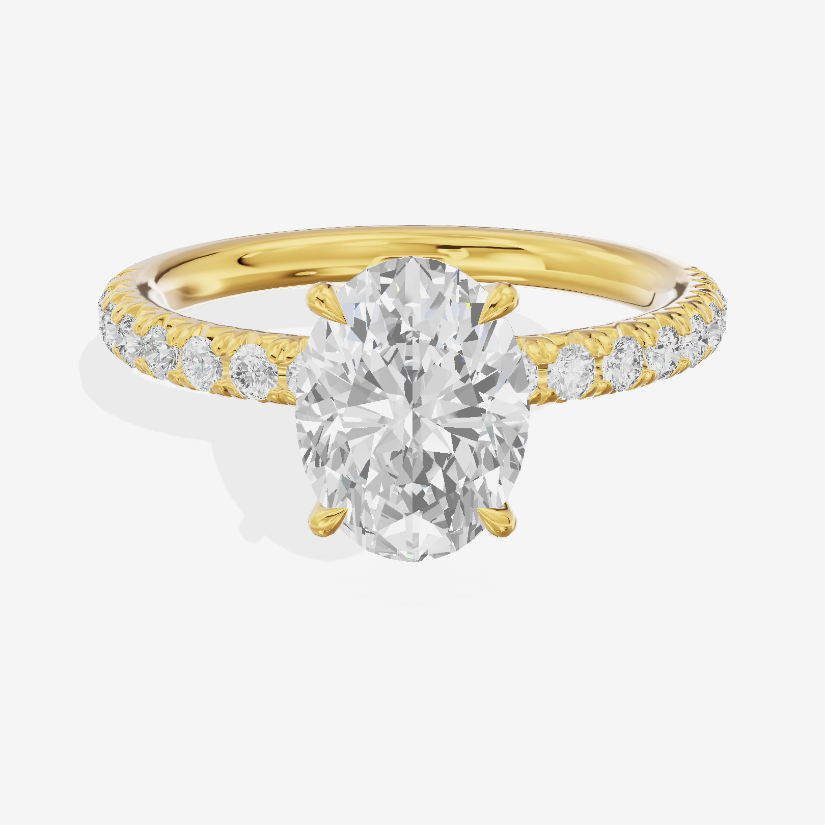 Bowed Whisper Oval Engagement Ring with Side Stones (1/4 ct. tw.) in 14K Yellow Gold