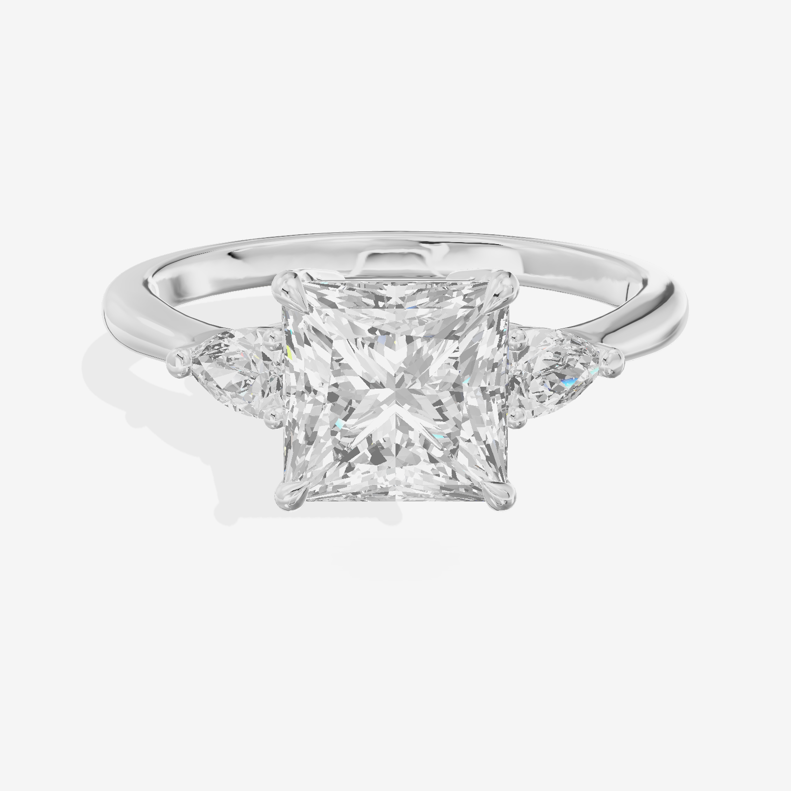 Petite Aimora Three Stone Princess Engagement Ring (1/4 ct. tw.) in 18K White Gold