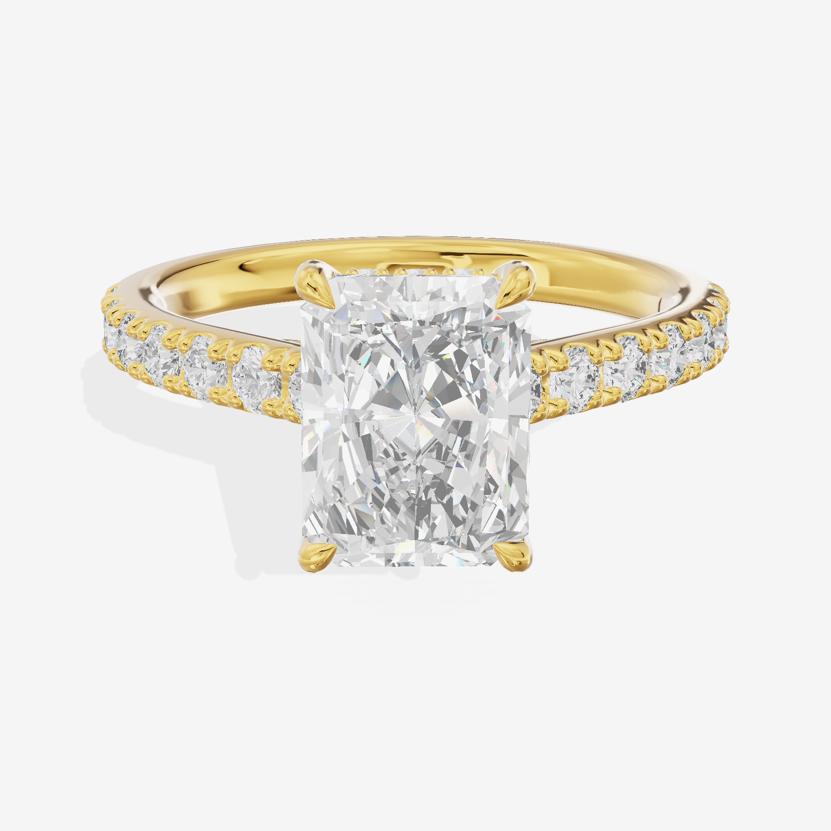 Tender Whisper Radiant Engagement Ring with Side Stones (1/6 ct. tw.) in 14K Yellow Gold