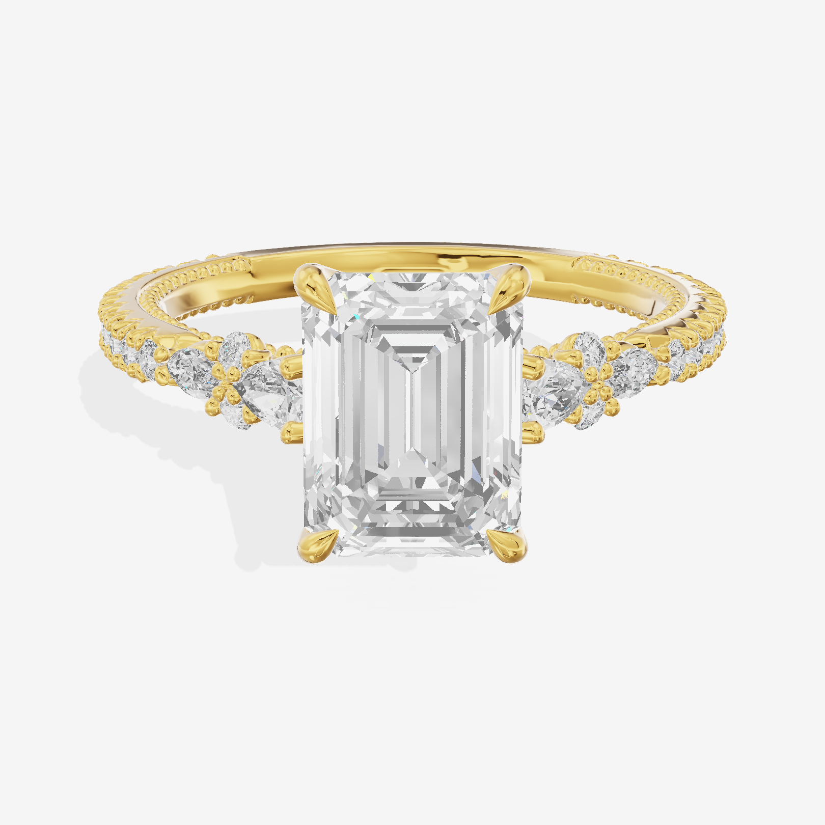 Trueheart Emerald Engagement Ring with Side Stones (2/5 ct. tw.) in 18K Yellow Gold