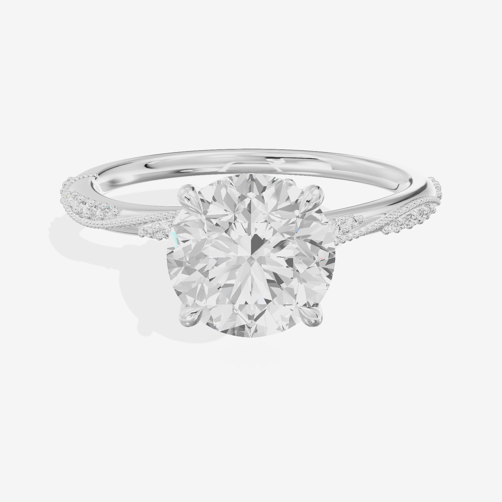 Vintage Halcyon Round Engagement Ring with Side Stones (1/8 ct. tw.) in Platinum