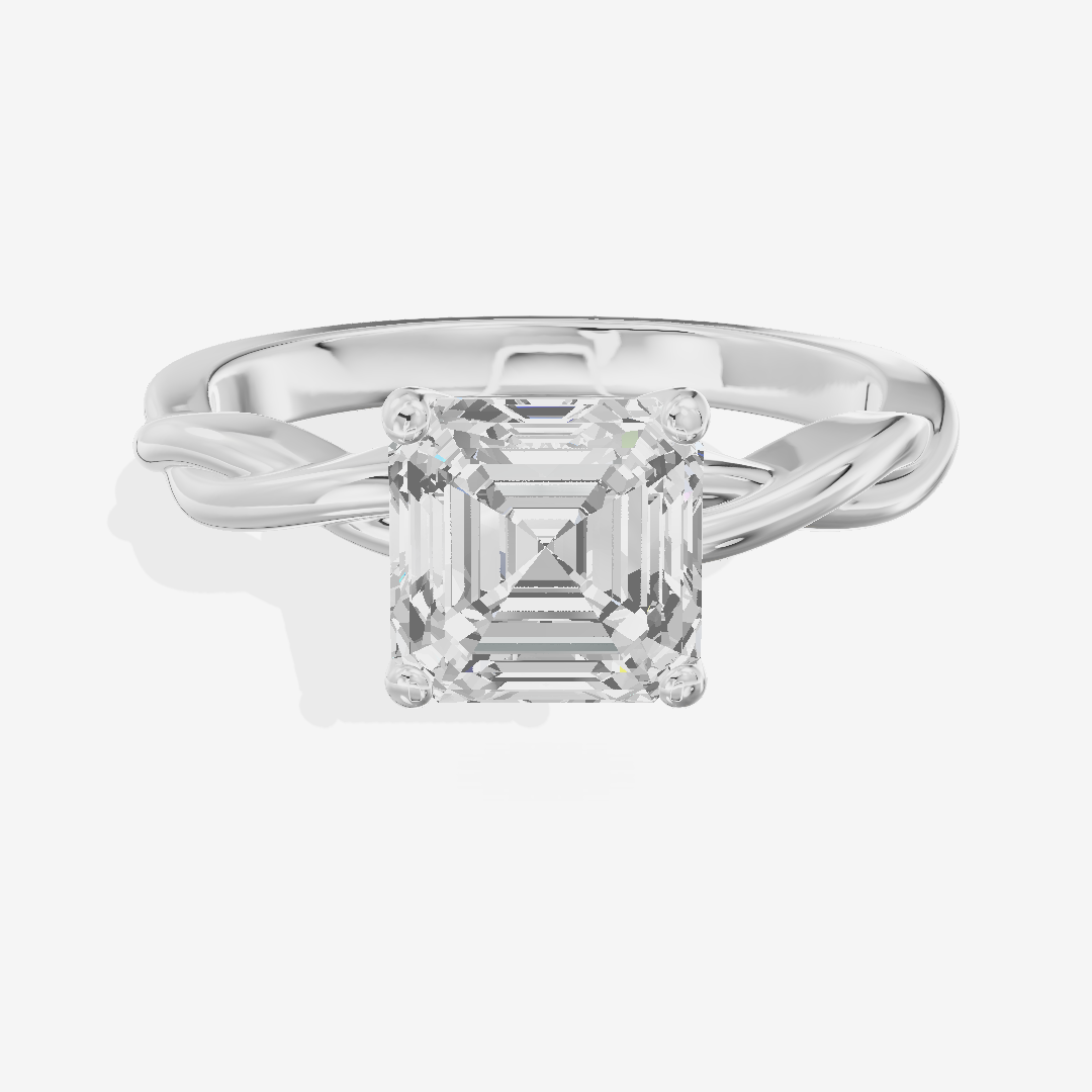Twined Coeurine Asscher Twisted Engagement Ring in Platinum