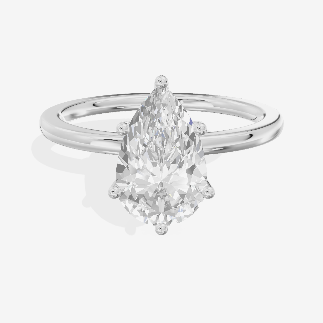 Vowsae Hidden Halo Pear Engagement Ring (1/20 ct. tw.) in 18K White Gold