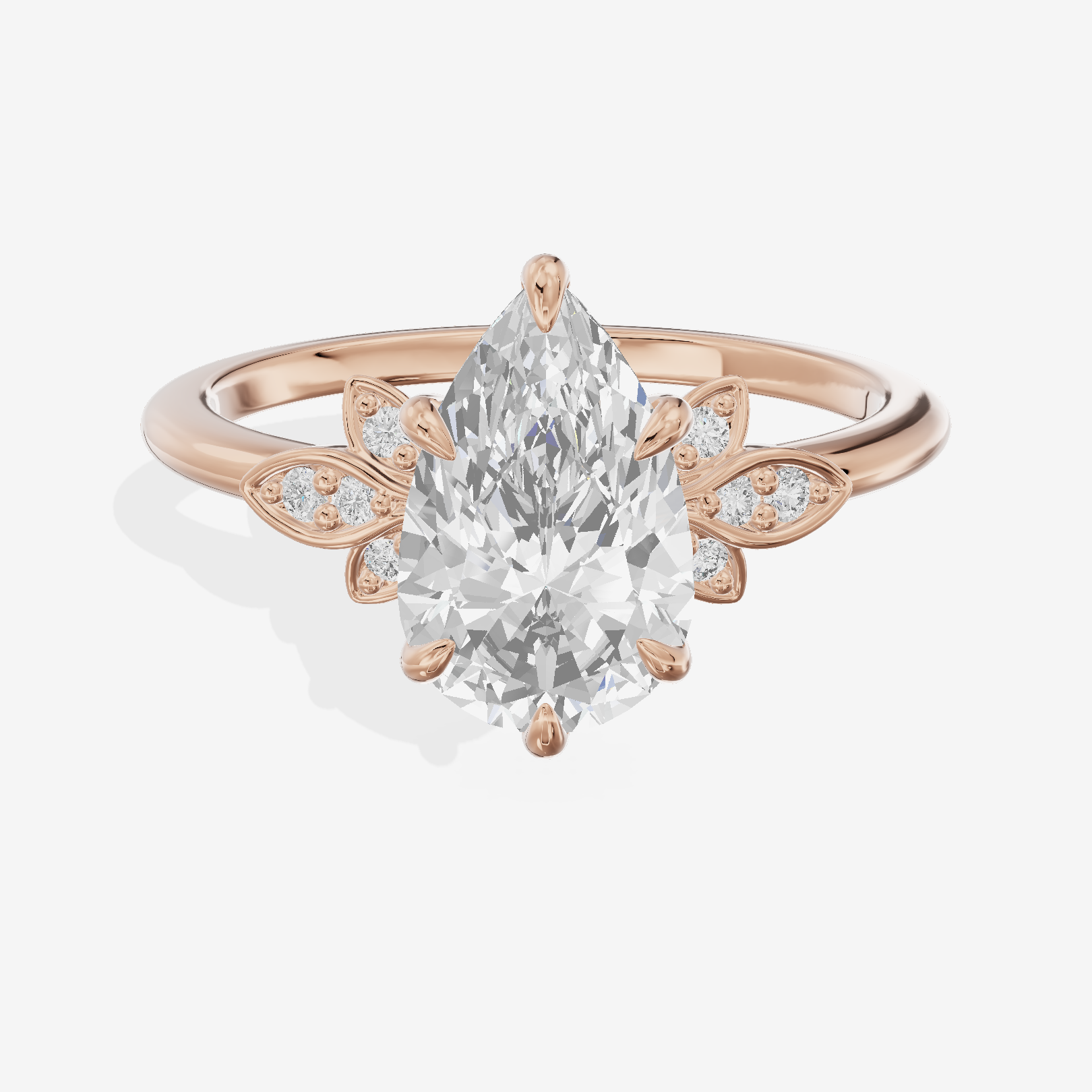 Trellise Pear Engagement Ring with Side Stones (1/20 ct. tw.) in 18K Rose Gold