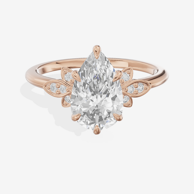 Trellise Pear Engagement Ring with Side Stones (1/20 ct. tw.) in 18K Rose Gold