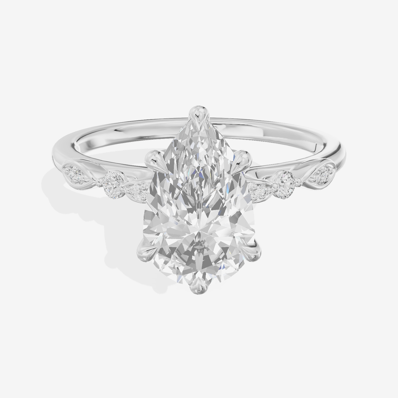 Lightwoven Pear Engagement Ring with Side Stones (1/6 ct. tw.) in 18K White Gold