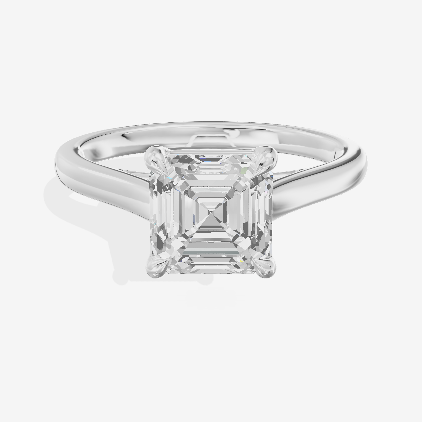 Whispered Coeurine 2mm Asscher Solitaire Engagement Ring in 18K White Gold
