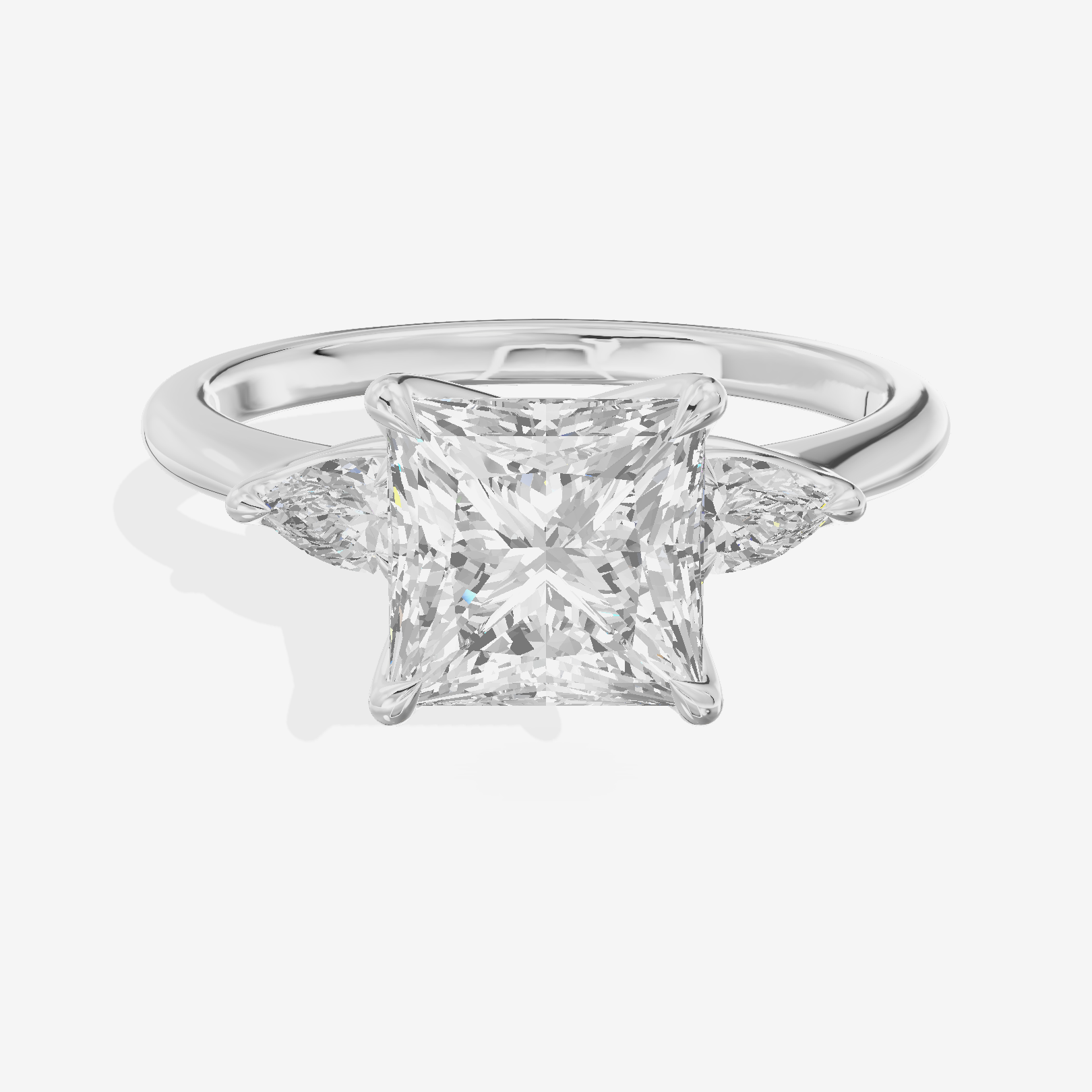 Petite Coeurine Three Stone Princess Engagement Ring (1/5 ct. tw.) in 14K White Gold