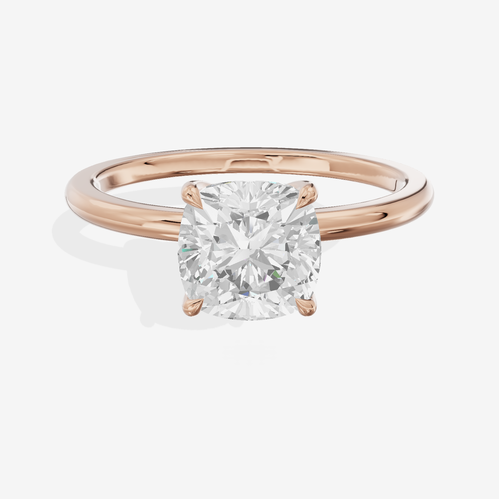 Lustrous Repose 1.5mm Cushion Comfort Fit Engagement Ring in 18K Rose Gold