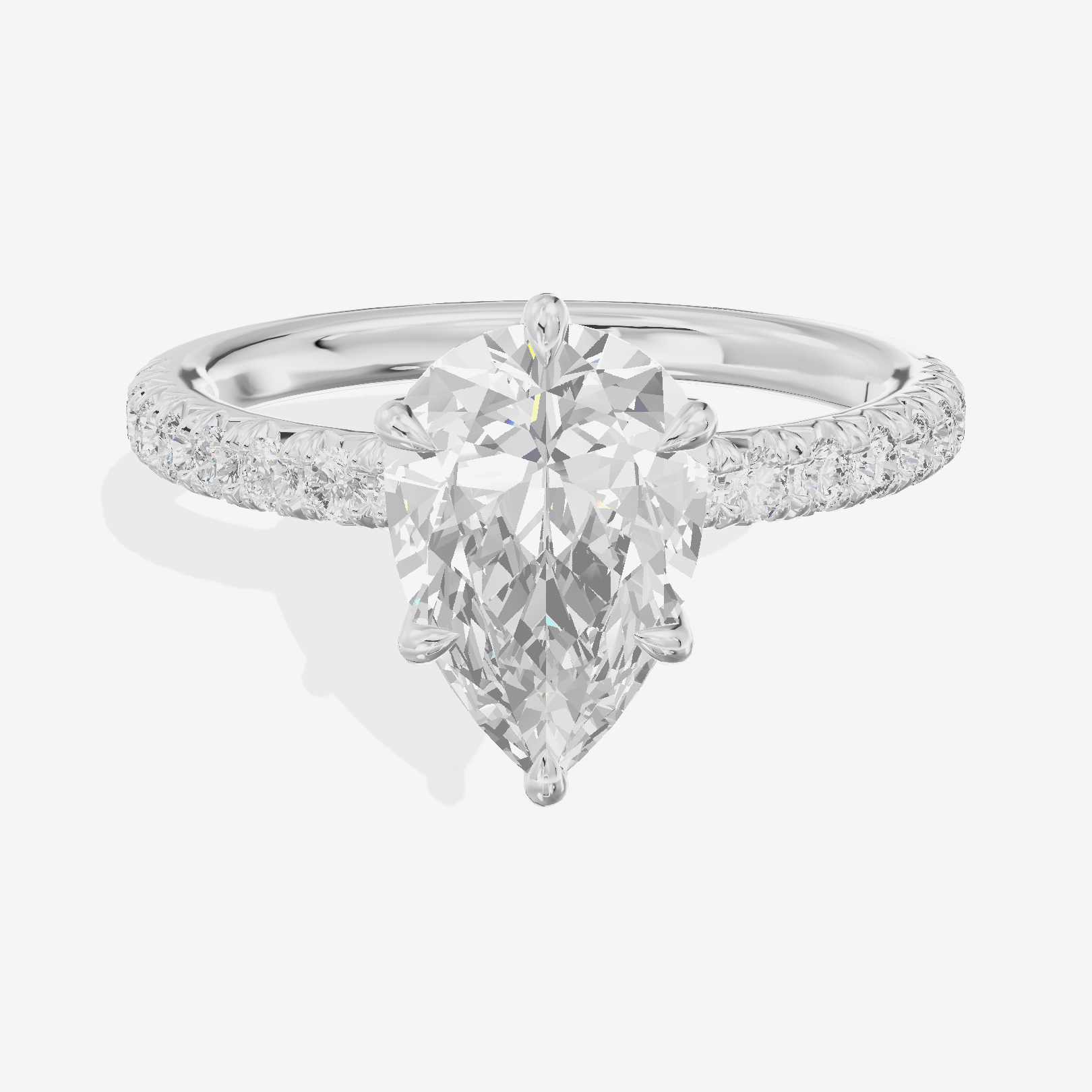 Bowed Whisper Pear Engagement Ring with Side Stones (1/4 ct. tw.) in 14K White Gold