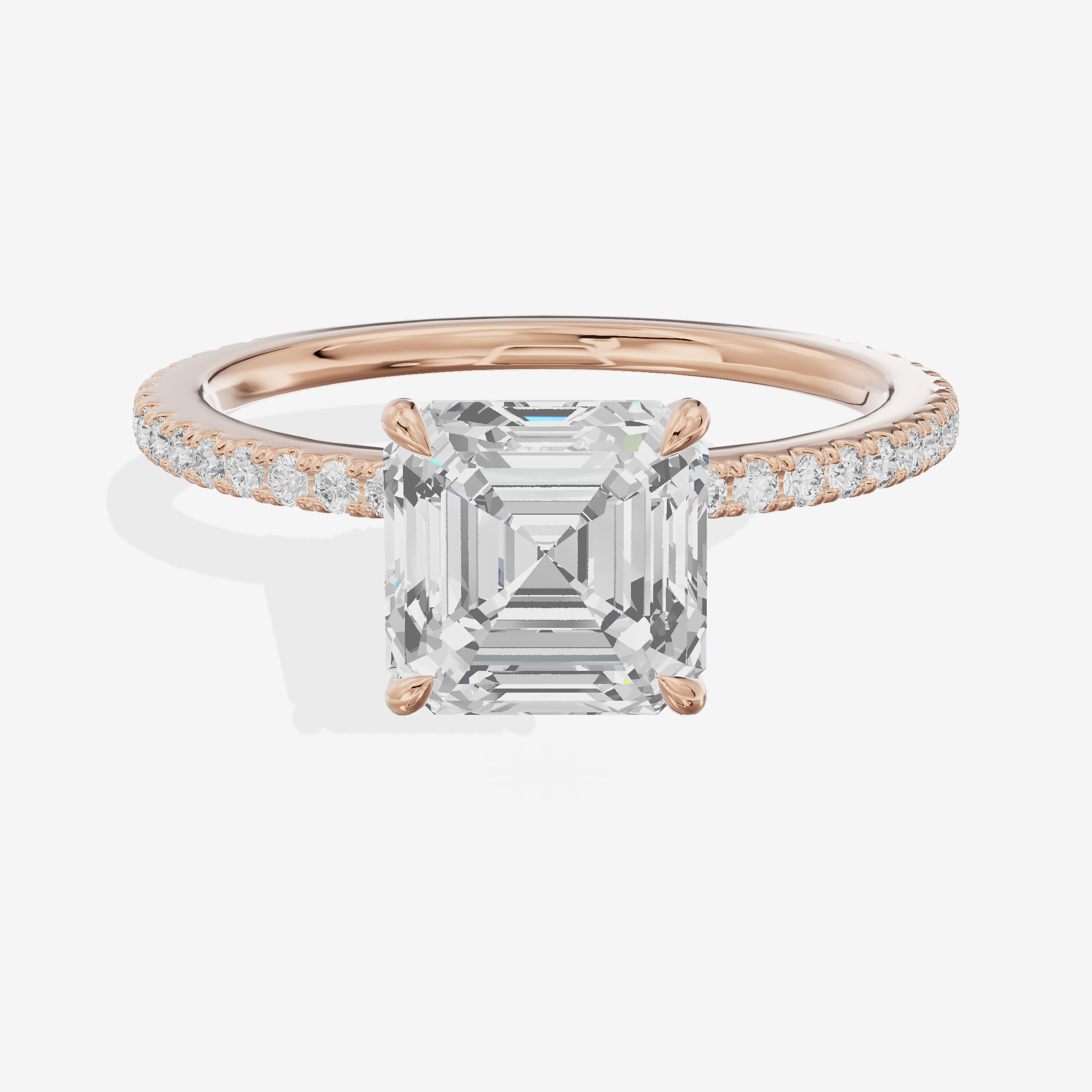 Petite Cherubine Asscher Engagement Ring with Side Stones (1/3 ct. tw.) in 14K Rose Gold