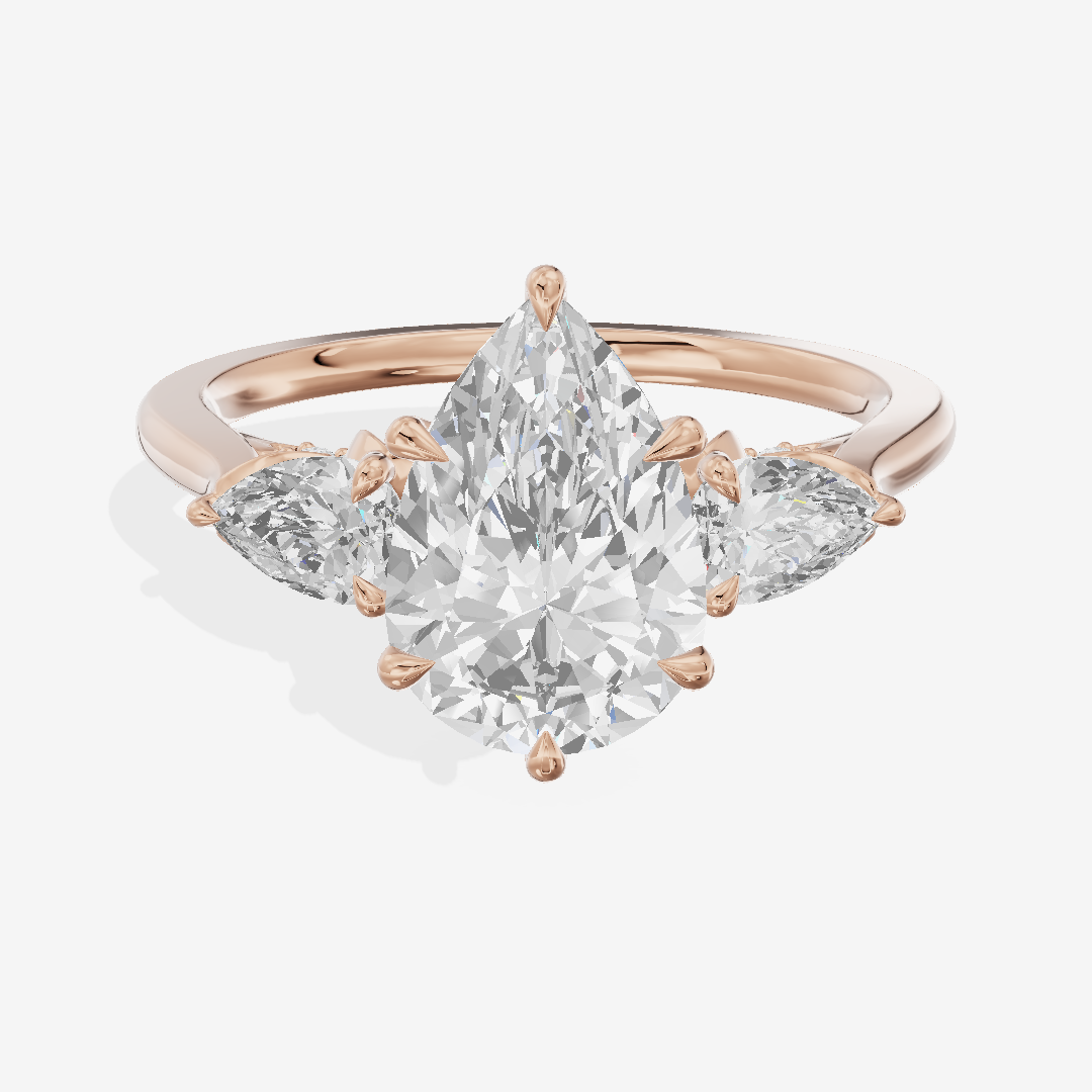 Modern Sincere Three Stone Pear Engagement Ring (1/2 ct. tw.) in 18K Rose Gold