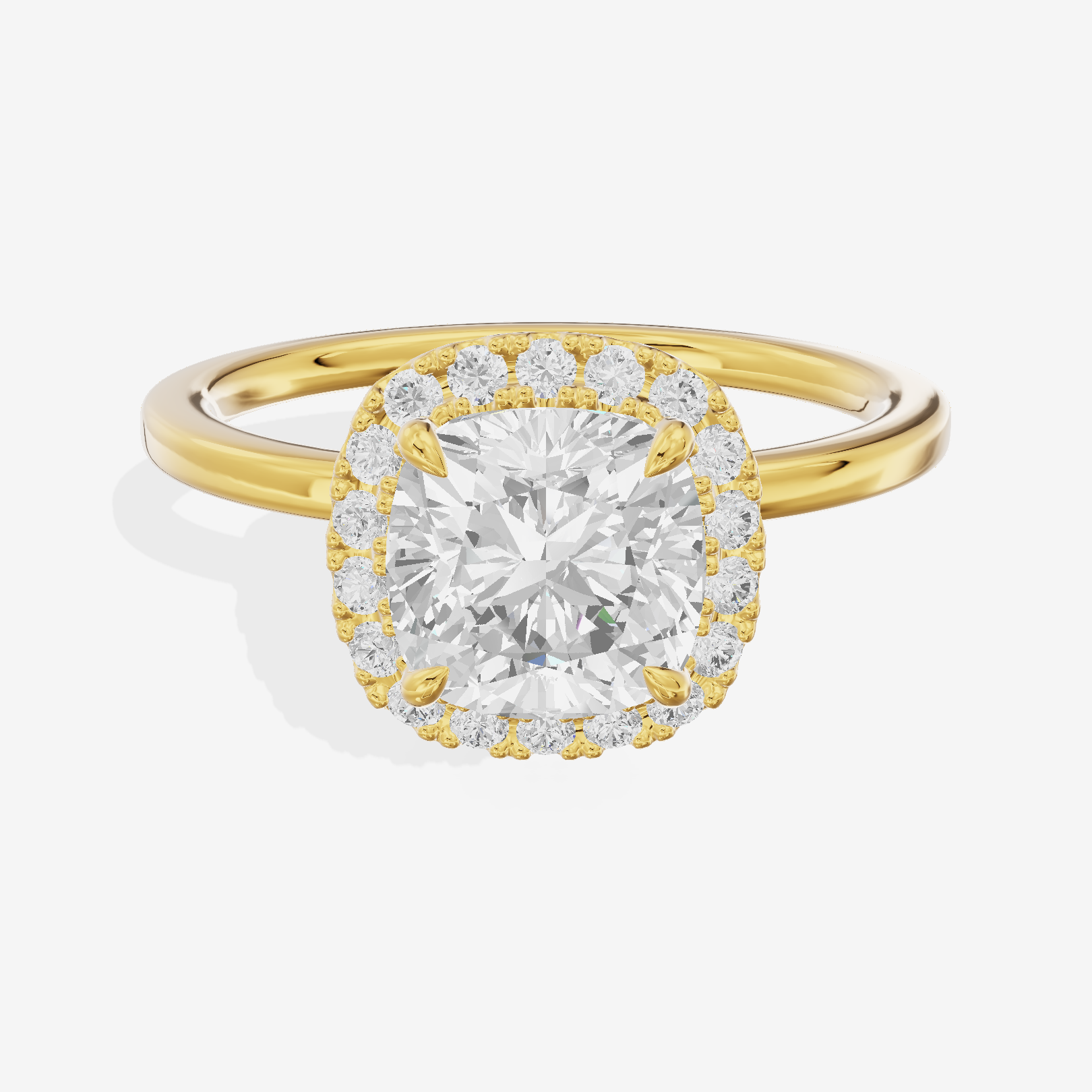 Lumina Halo Ring Cushion Engagement Ring (1/4 ct. tw.) in 14K Yellow Gold