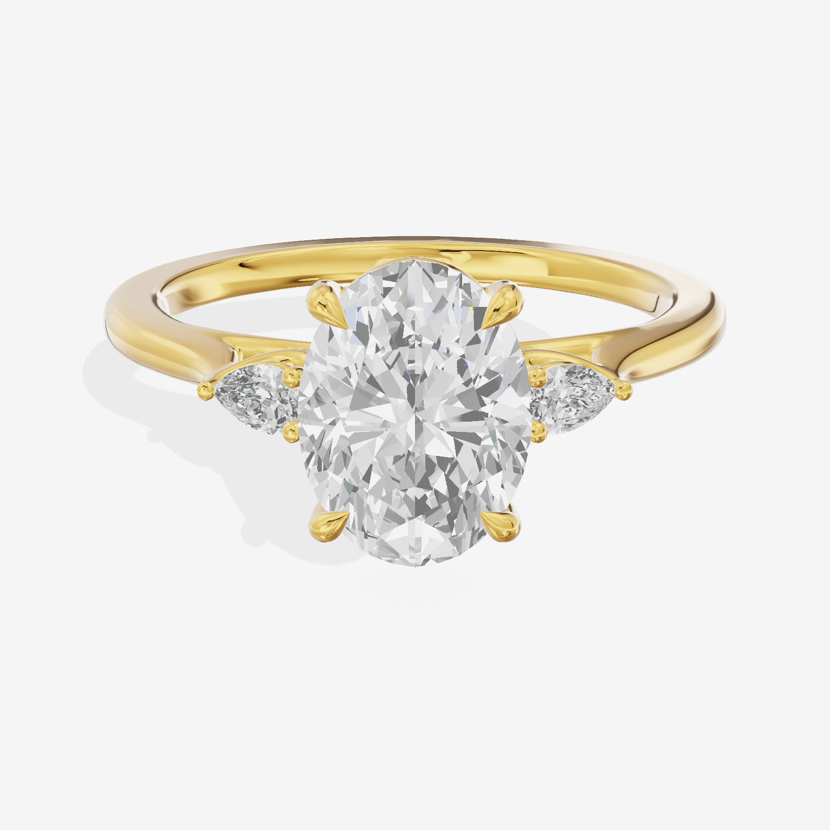 Triade Oval Three Stone Engagement Ring (1/10 ct. tw.) in 18K Yellow Gold