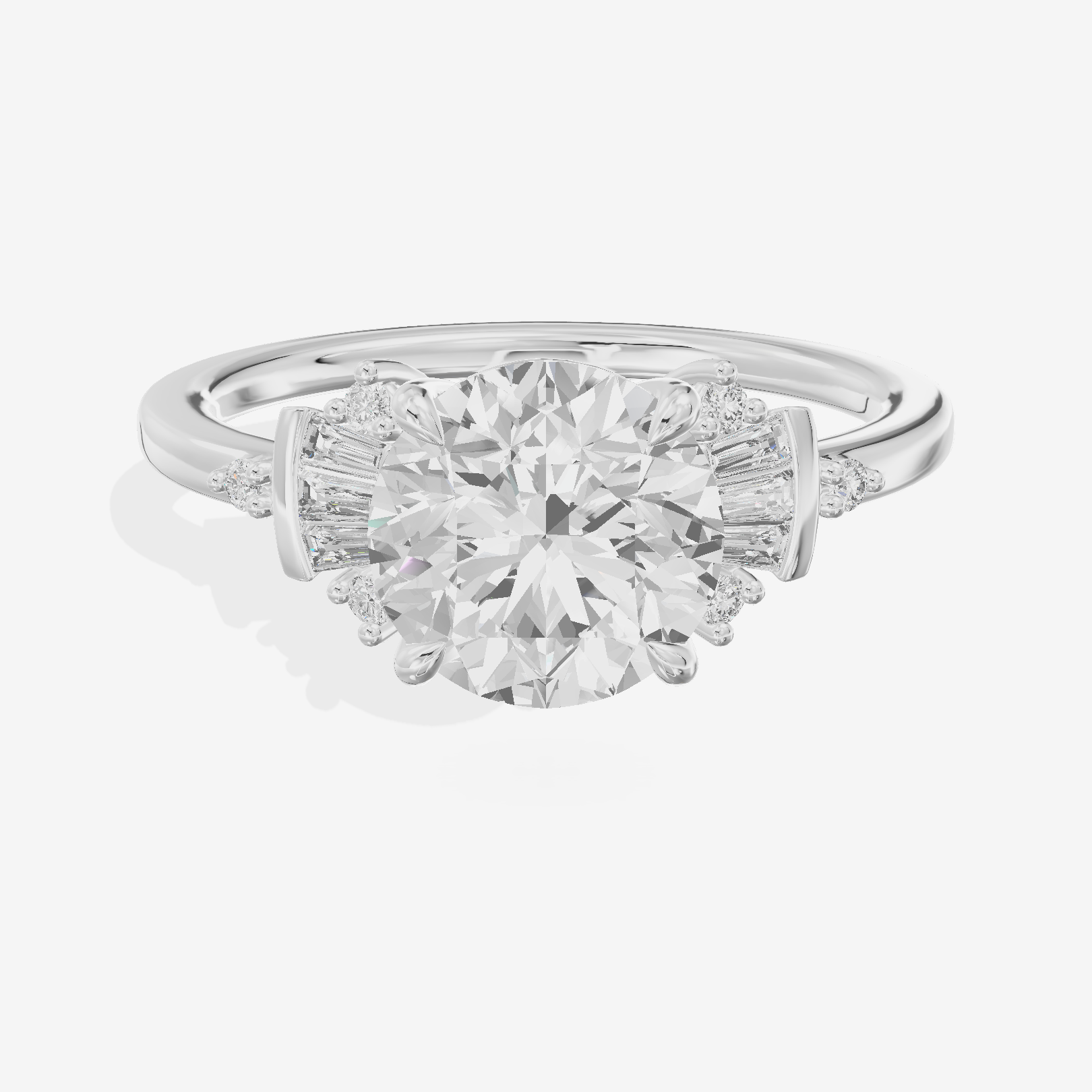 Petite Trellise Round Engagement Ring with Side Stones (1/3 ct. tw.) in Platinum