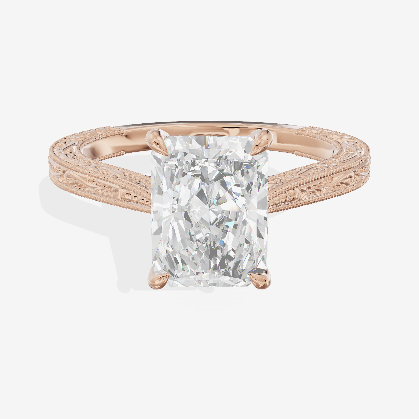 Vintage Vowsae Radiant Engagement Ring in 18K Rose Gold