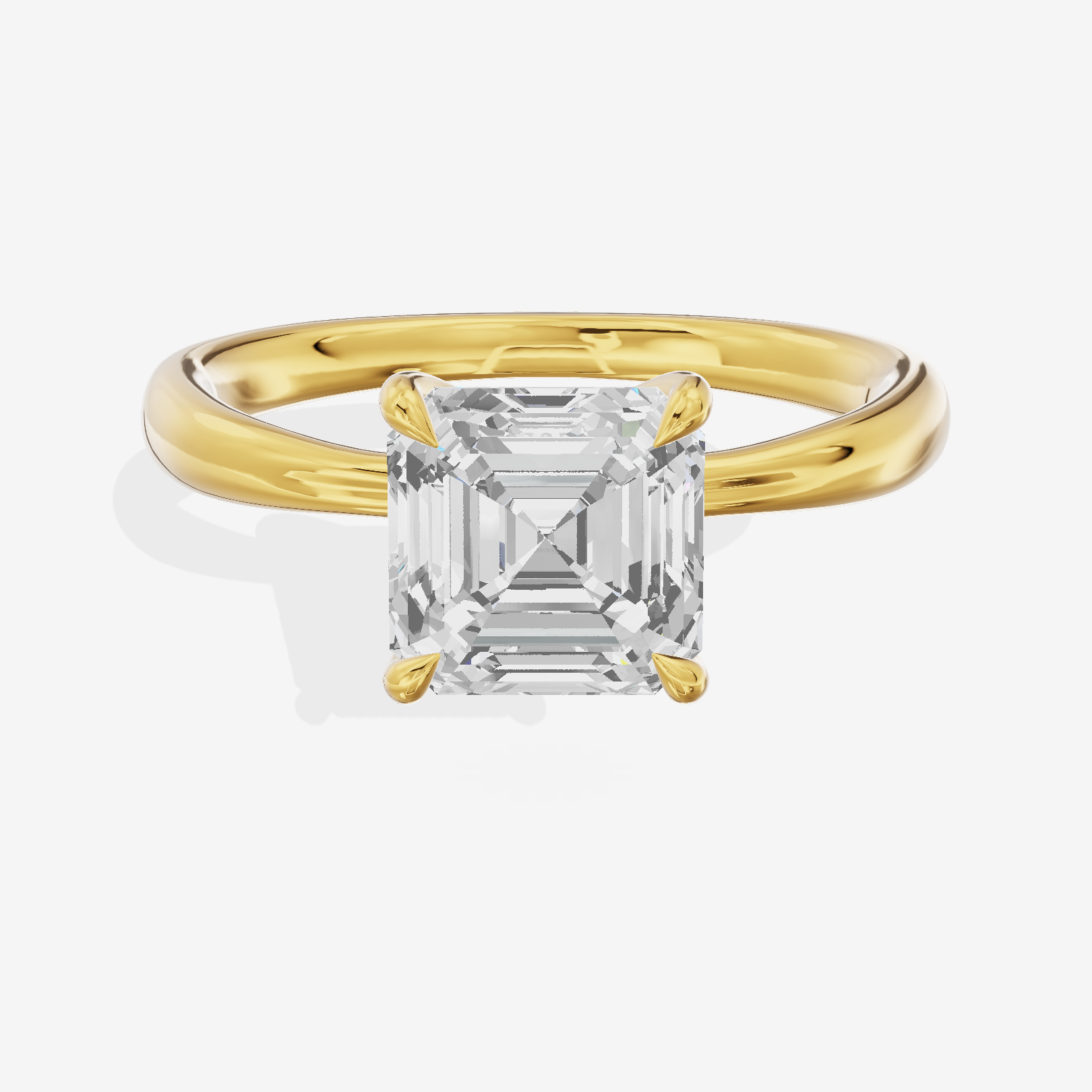 Classic Aimora 2.7mm Asscher Solitaire Engagement Ring in 14K Yellow Gold