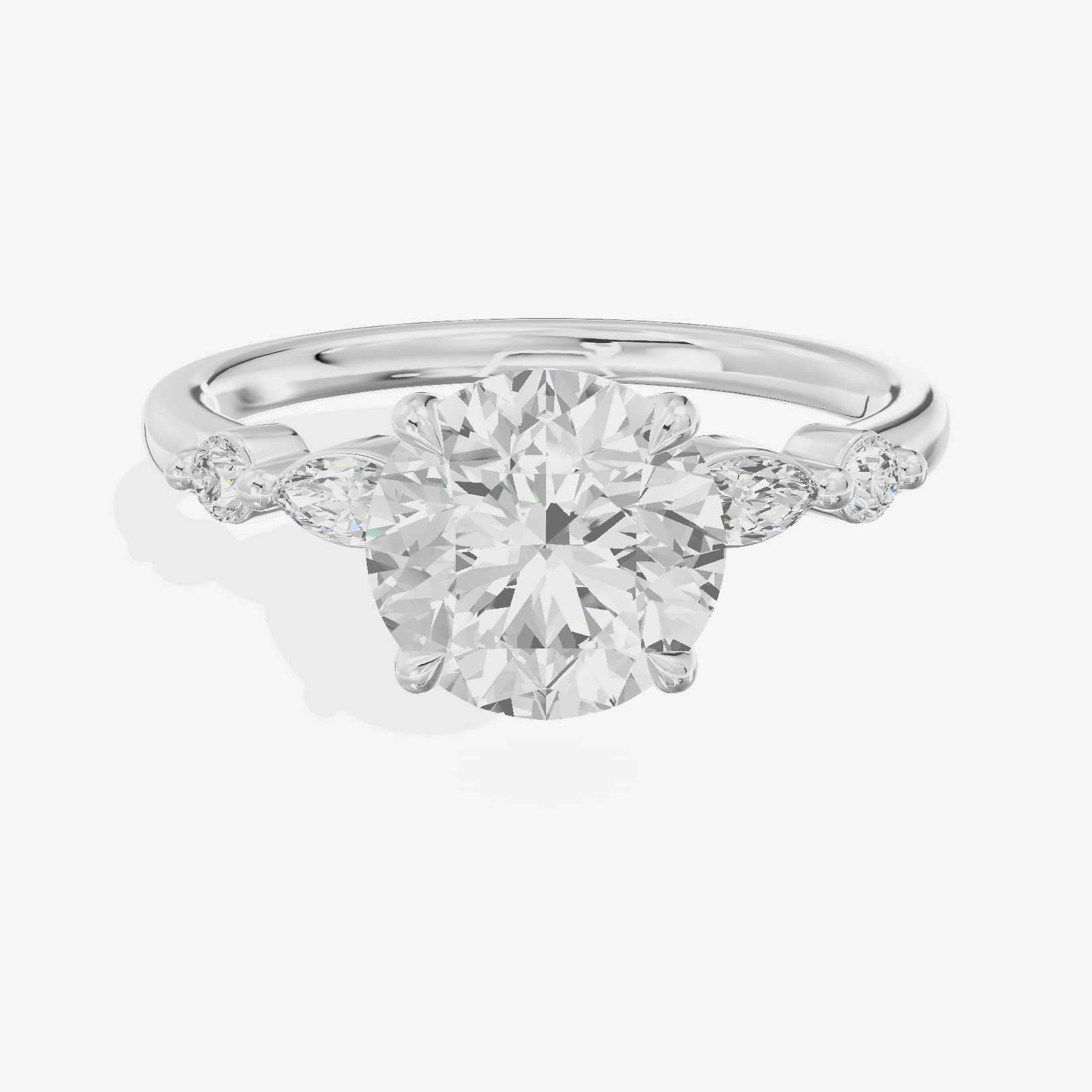 Petite Cherubine Round Engagement Ring with Side Stones (1/3 ct. tw.) in Platinum