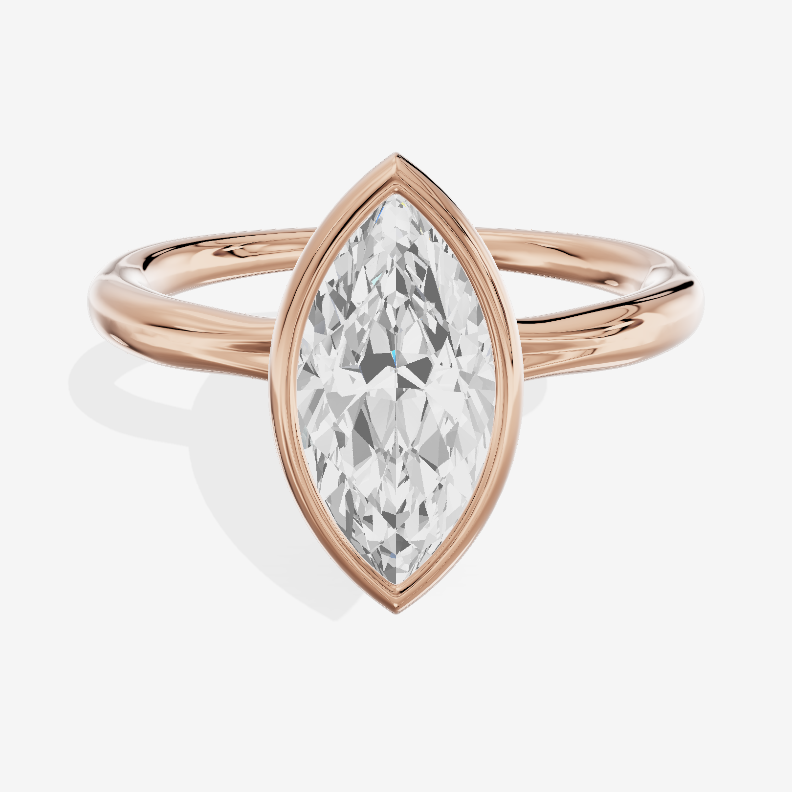 Coeurine Bezel 2mm Marquise Solitaire Engagement Ring in 14K Rose Gold