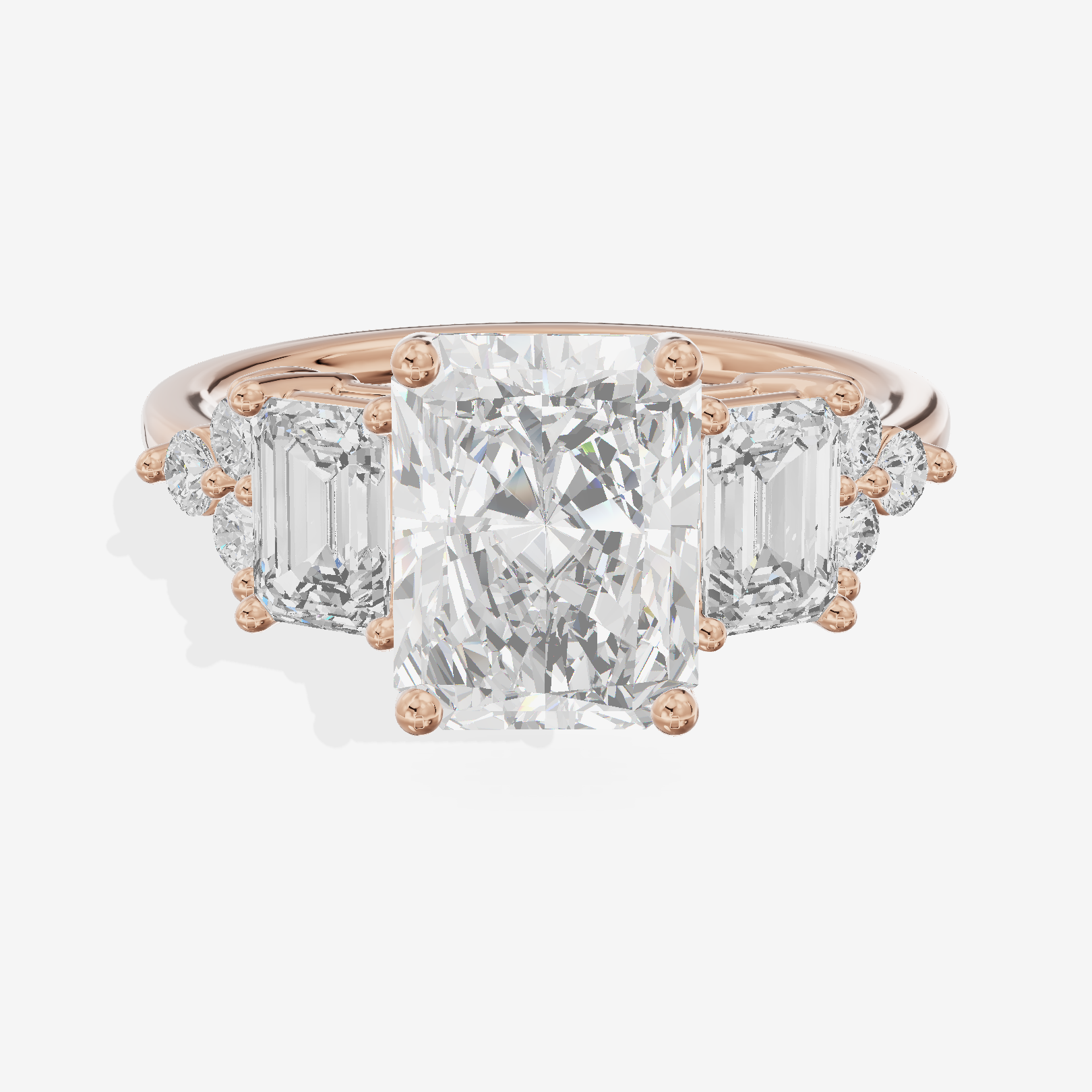 Grand Halcyon Radiant Engagement Ring with Side Stones (3/4 ct. tw.) in 18K Rose Gold
